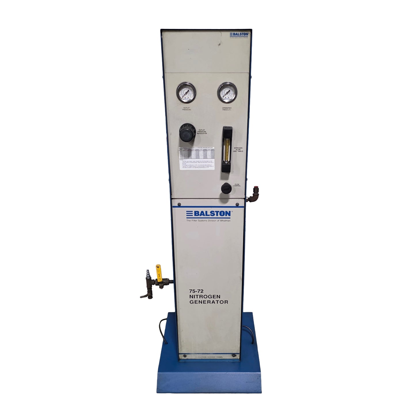 Used Balston Parker 75-72 Nitrogen Generator 95-99.5%, 37l/min, 150PSI max, 1/4"NPT