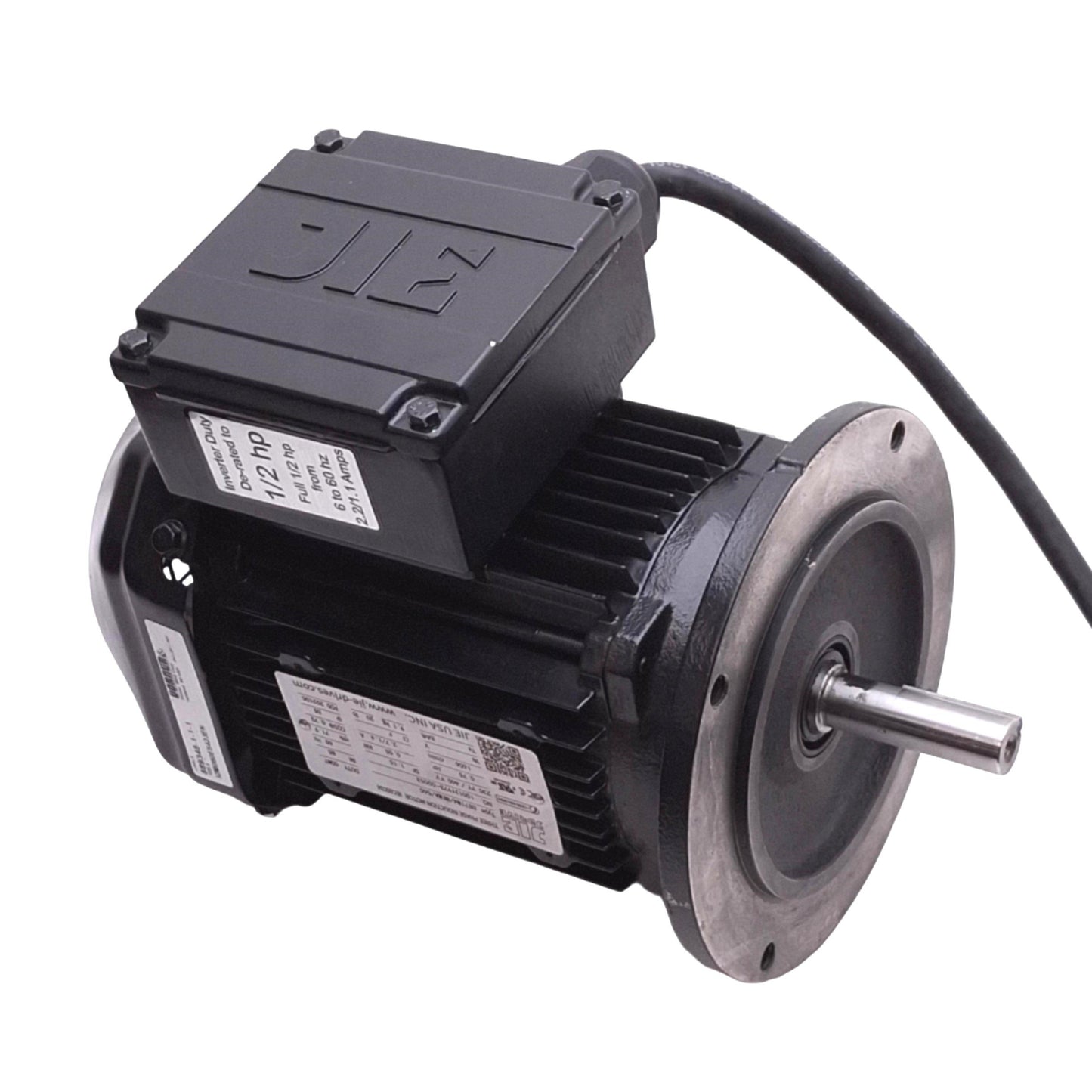 Used JIE DS71M4/NEMA/56C Induction Motor, 3-Phase 230/460VAC, 1656rpm 0.75hp Max