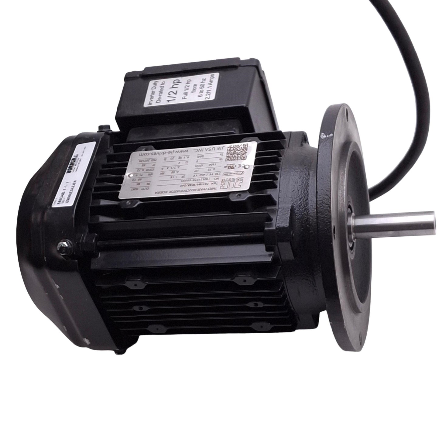 Used JIE DS71M4/NEMA/56C Induction Motor, 3-Phase 230/460VAC, 1656rpm 0.75hp Max