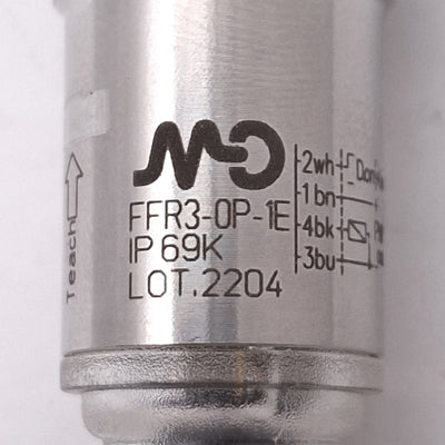 Used Automation Direct FFR3-0P-1E Photoelectric Sensor, 10-30VDC, PNP Out, M12 4-Pin