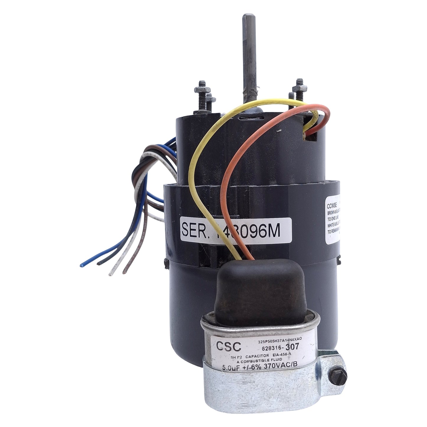 Used Dayton 3M292D HVAC Electric Motor 3.3 Frame, 1/8HP, 3000RPM Speed, 115VAC 1.8A