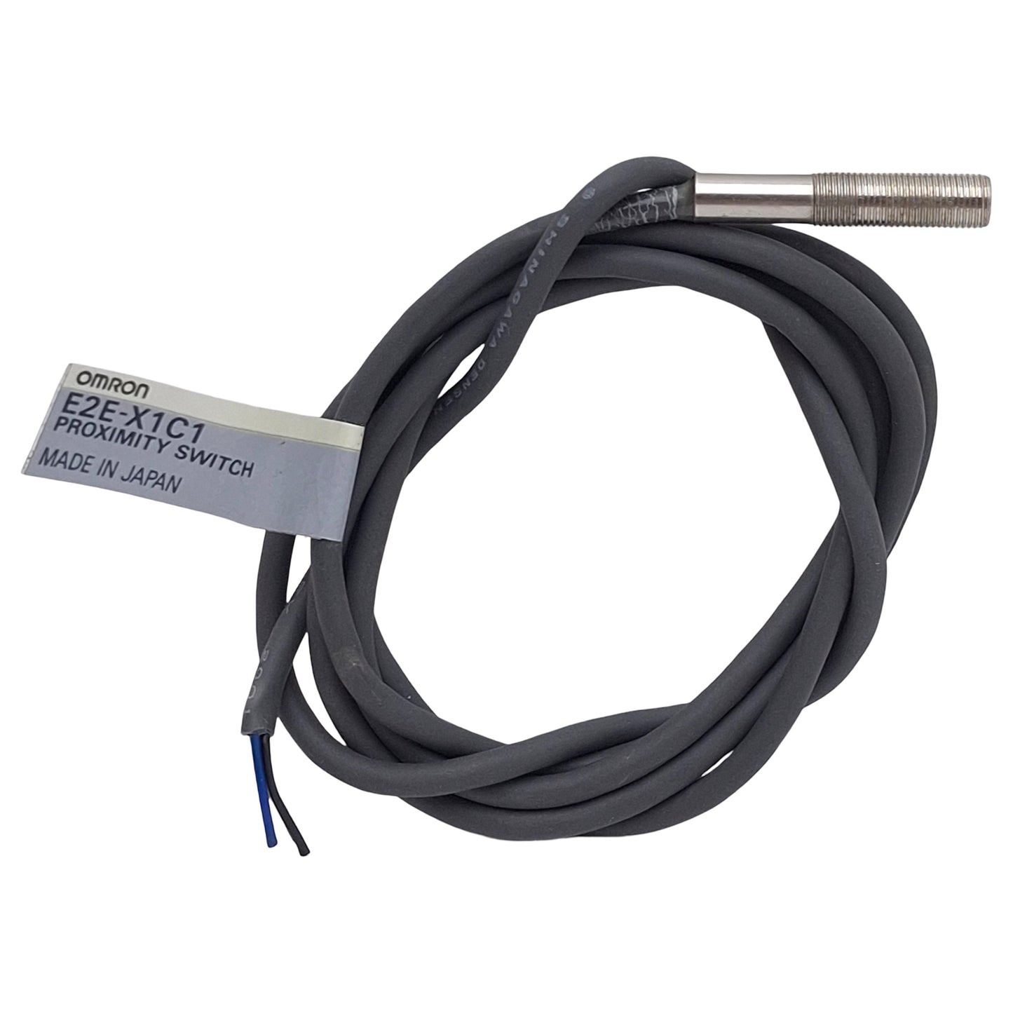 Used Omron E2E-X1C1 Proximity Sensor, NPN NO, 1mm Range, 12-24VDC, M5 Barrel, 0.7m