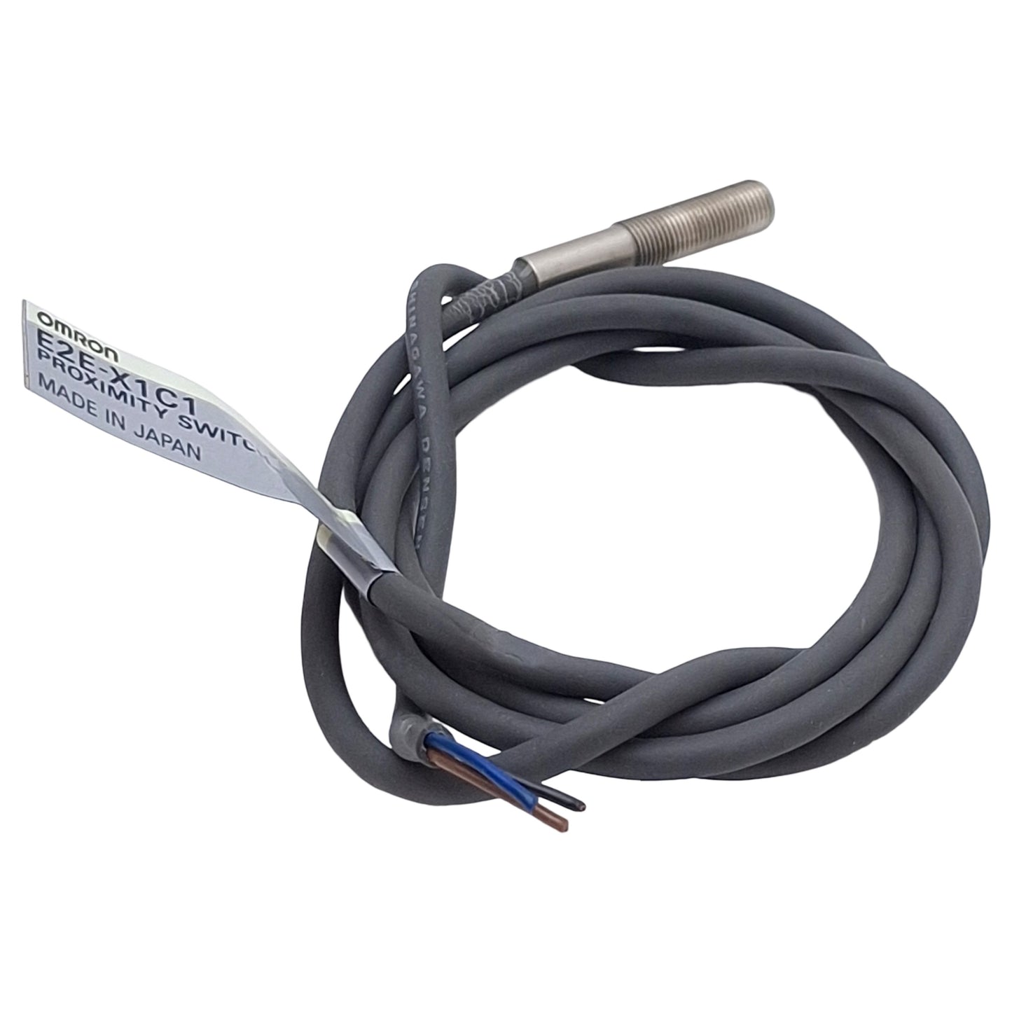 Used Omron E2E-X1C1 Proximity Sensor, NPN NO, 1mm Range, 12-24VDC, M5 Barrel, 0.7m