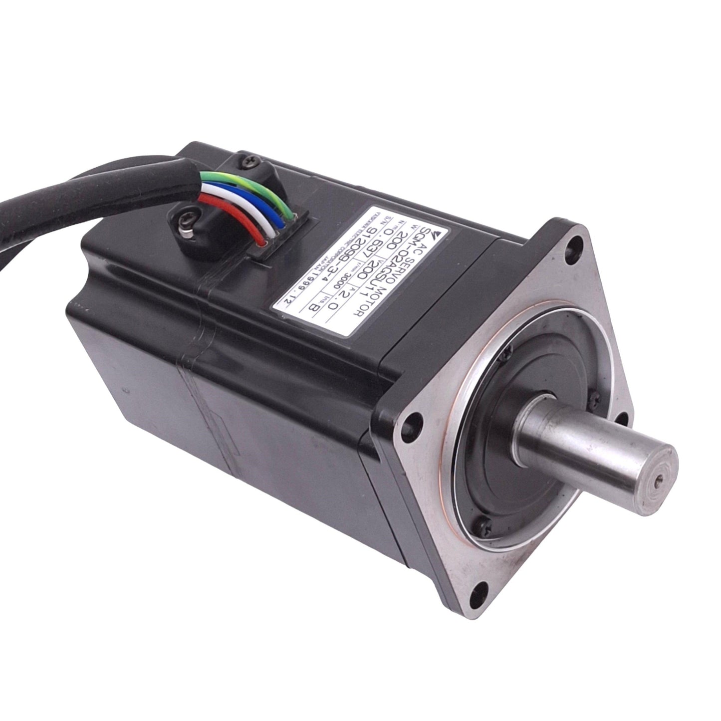 Used Yaskawa SGM-02AGSU11 AC Servo Motor 200VAC 2A, 200W 3000rpm Max, 60mm Frame