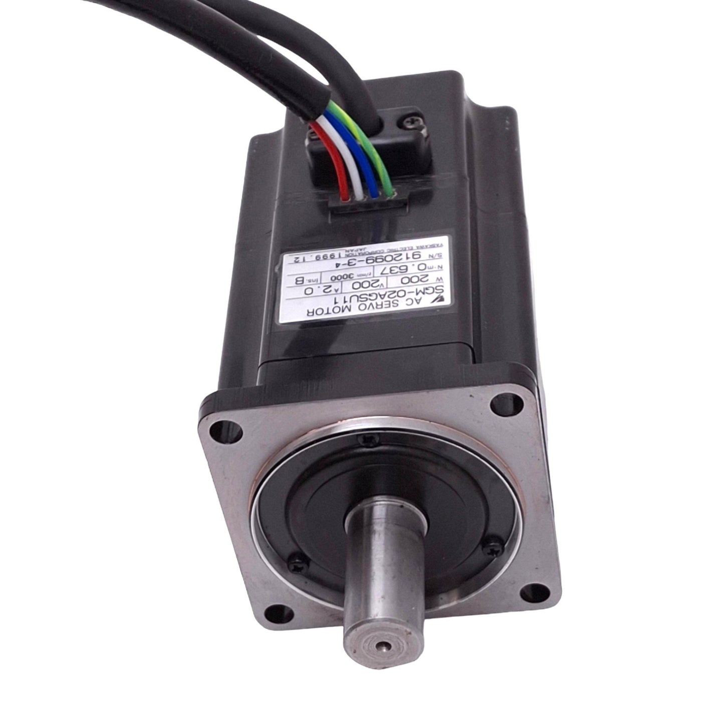 Used Yaskawa SGM-02AGSU11 AC Servo Motor 200VAC 2A, 200W 3000rpm Max, 60mm Frame