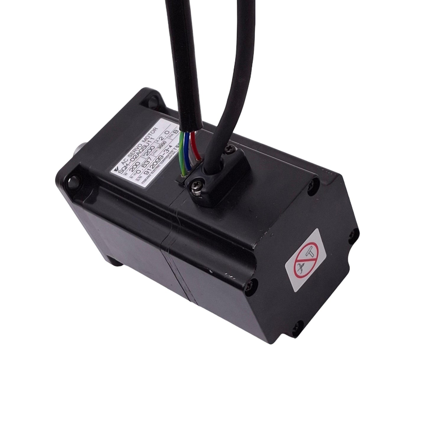 Used Yaskawa SGM-02AGSU11 AC Servo Motor 200VAC 2A, 200W 3000rpm Max, 60mm Frame