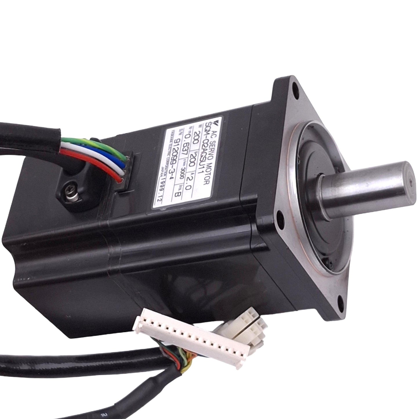 Used Yaskawa SGM-02AGSU11 AC Servo Motor 200VAC 2A, 200W 3000rpm Max, 60mm Frame