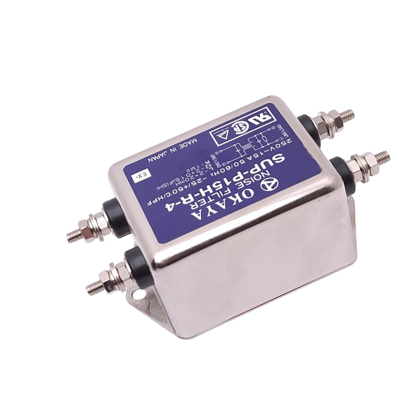 Used Okaya SUP-P15H-R-4 Powerline Noise Filter, 250VAC 15A, 20-30dB 10000Hz