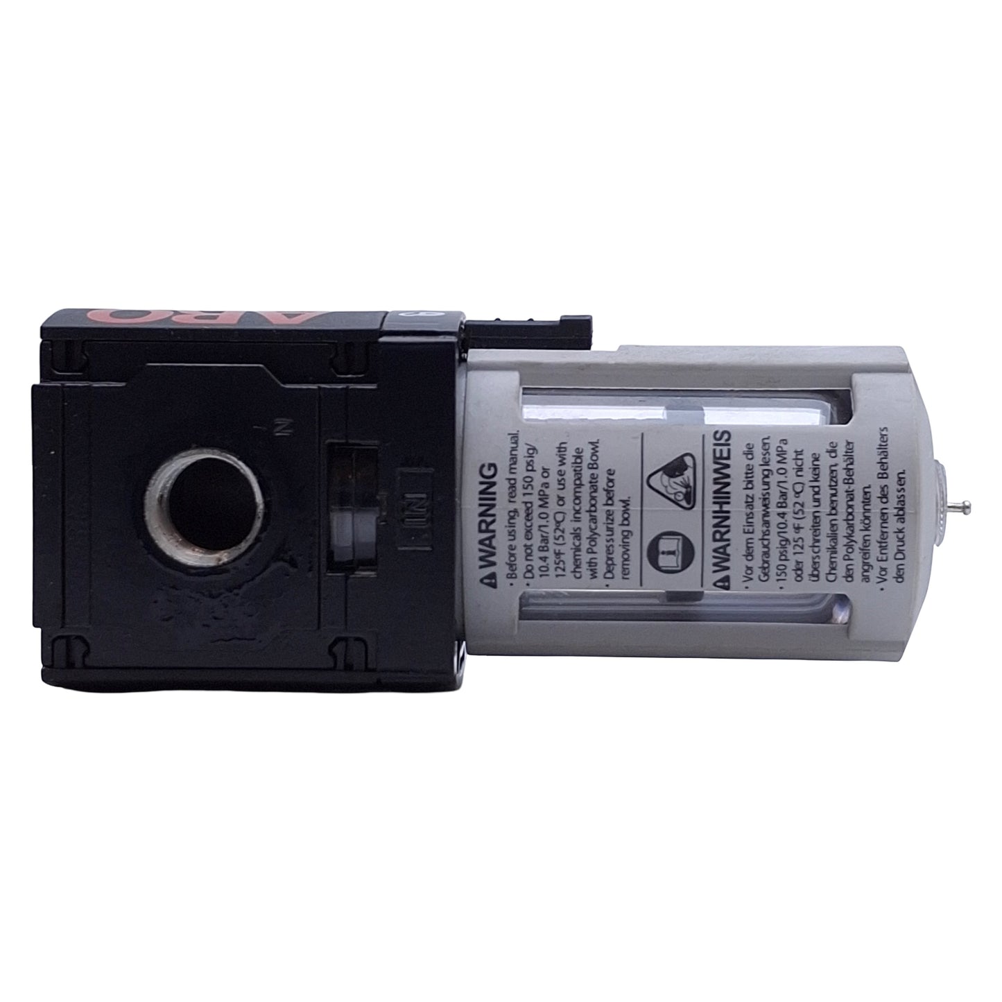 Used ARO F35121-300 Pneumatic Oil Filter, 1/4 NPT inch Inlet/Outlet, 150psi, 0.3µm