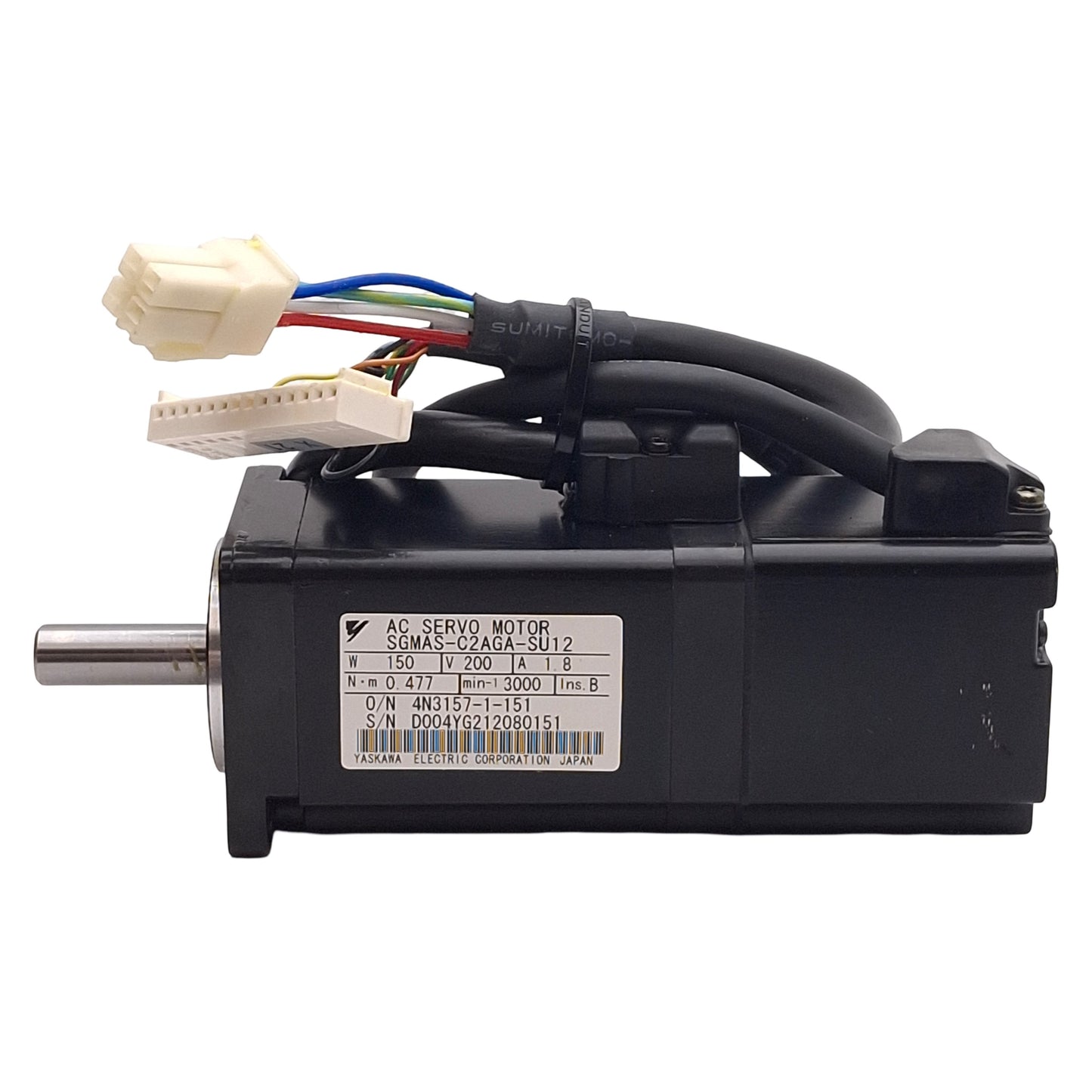 Used Yaskawa SGMAS-C2AGA-SU12 Sigma II AC Servo Motor, 150W, 3000rpm, 0.477Nm, 200VAC