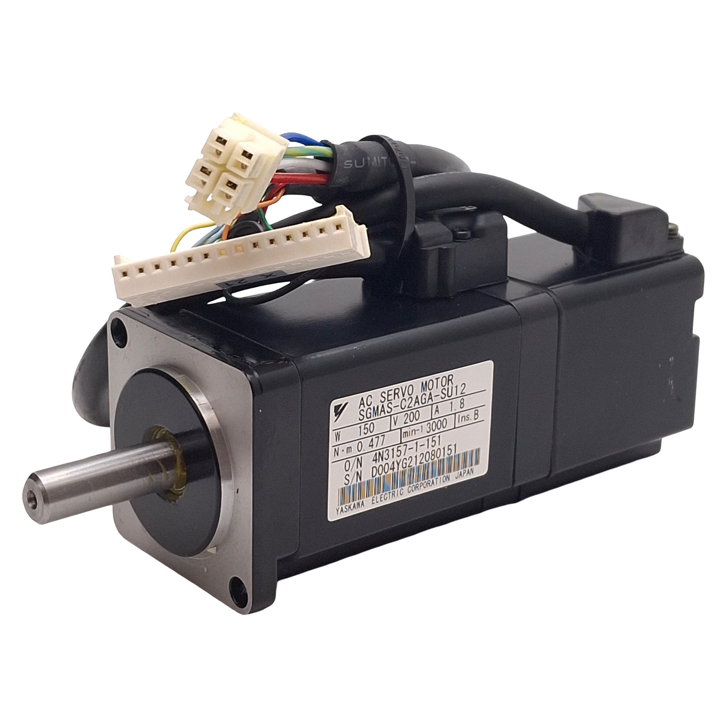 Used Yaskawa SGMAS-C2AGA-SU12 Sigma II AC Servo Motor, 150W, 3000rpm, 0.477Nm, 200VAC