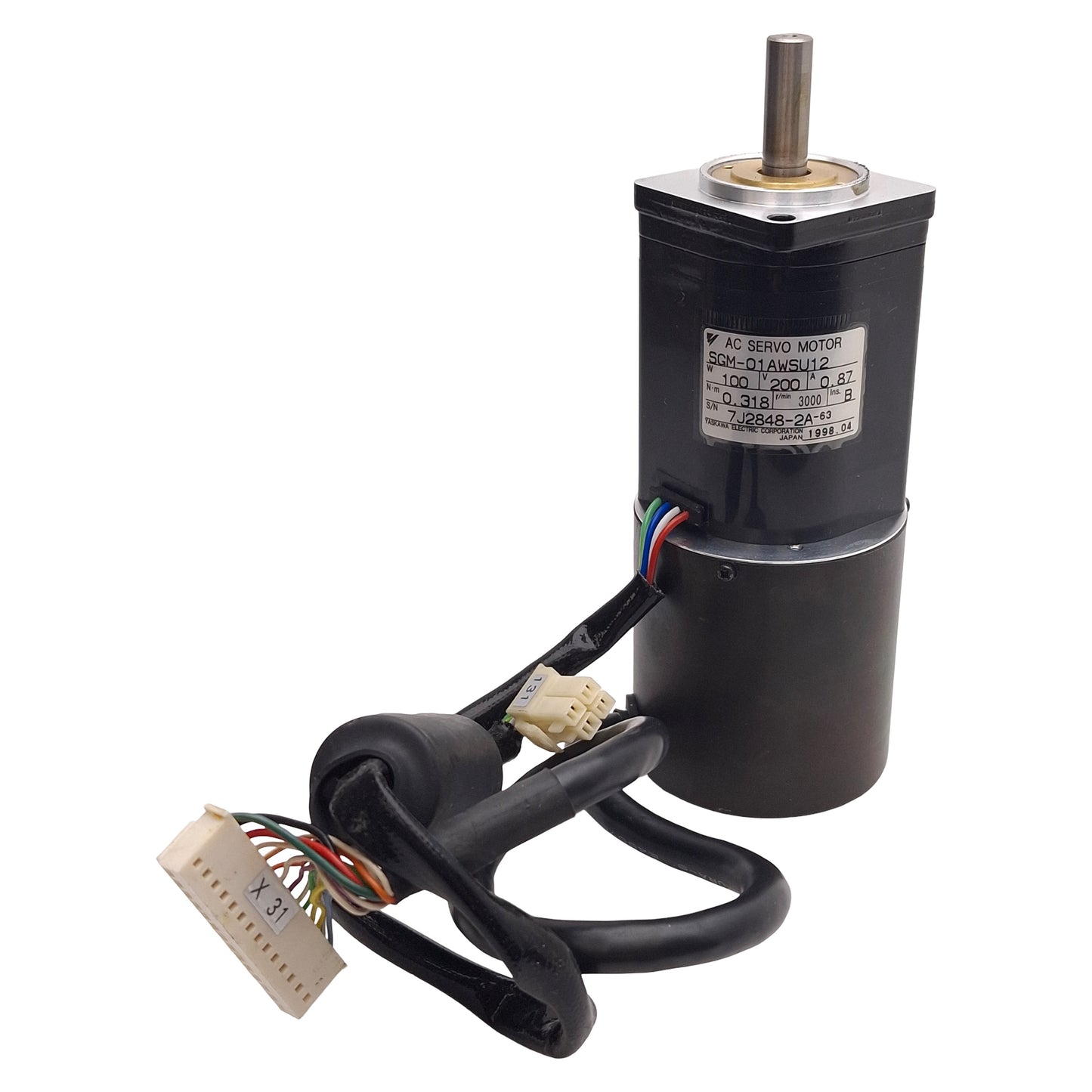 Used Yaskawa SGM-01AWSU12 Sigma AC Servo Motor, 100W, 3000rpm, 0.318Nm, 200VAC, 40mm