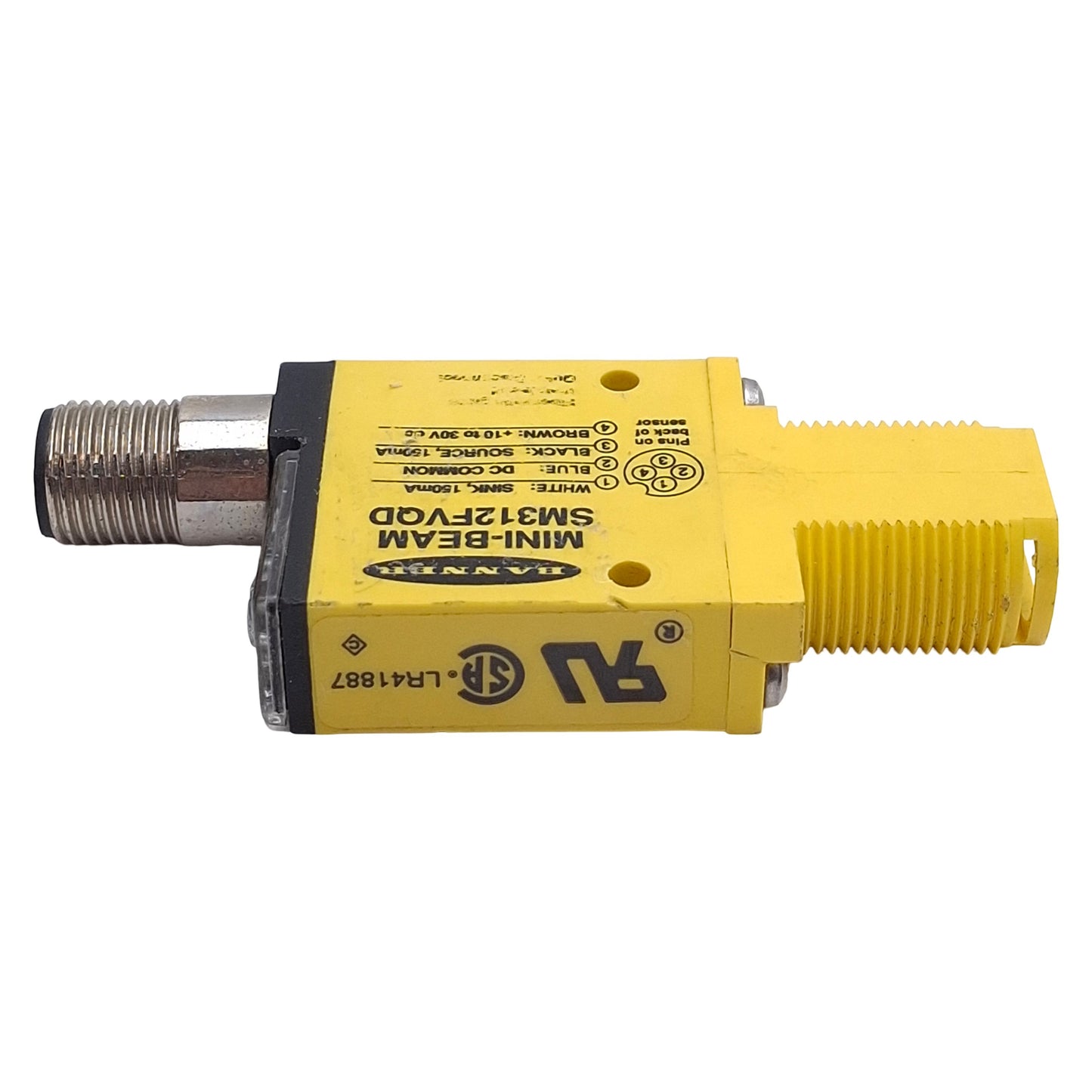 Used Banner SM312FVQD MINI-BEAM Fiber Optic Amplifier, 1NPN/1PNP, 10-30VDC, 4-Pin M12