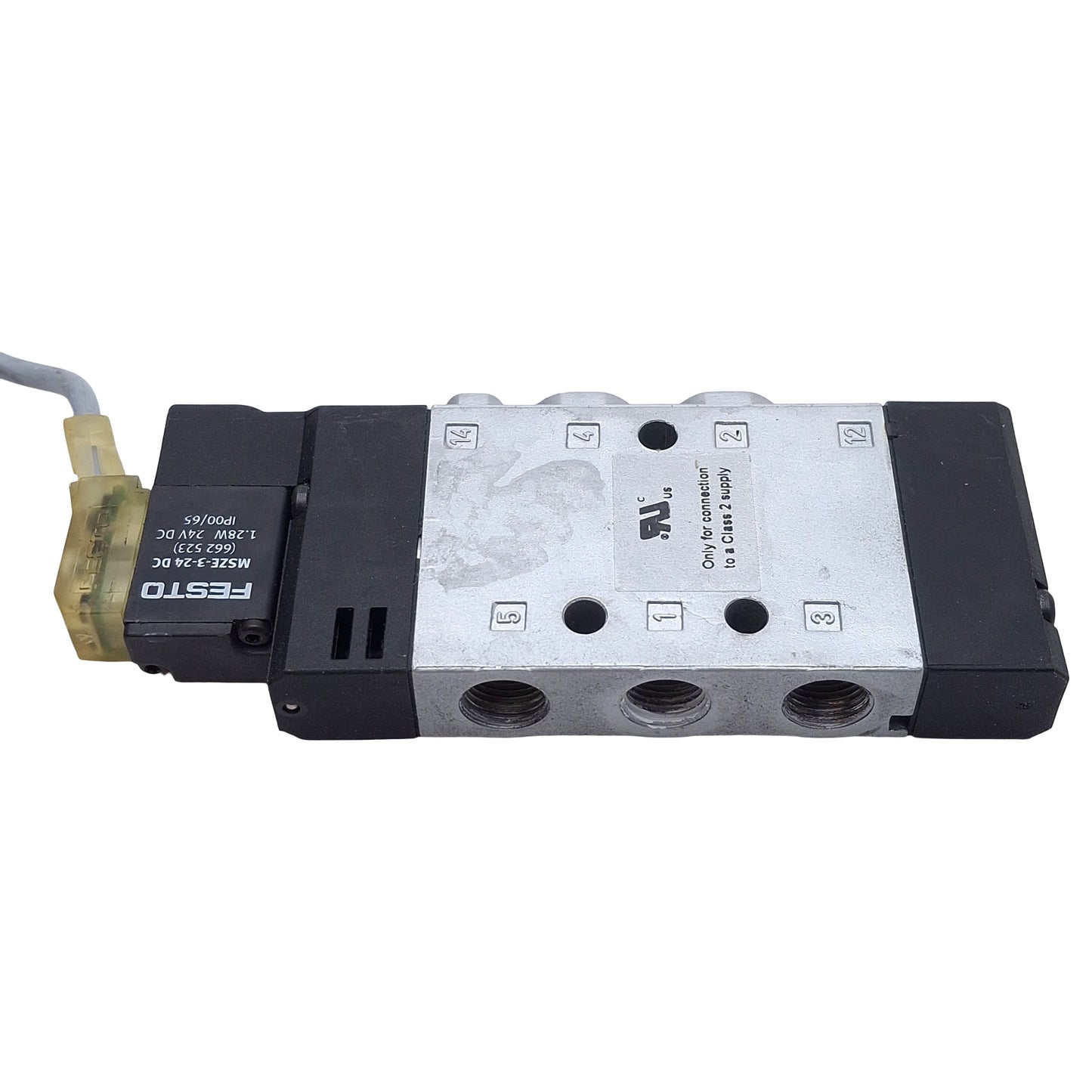 Used Festo CPE14-M1BH-5L-1/8 Solenoid Valve, 5/2-Way, G1/8in, 3-8bar, 24VDC Coil