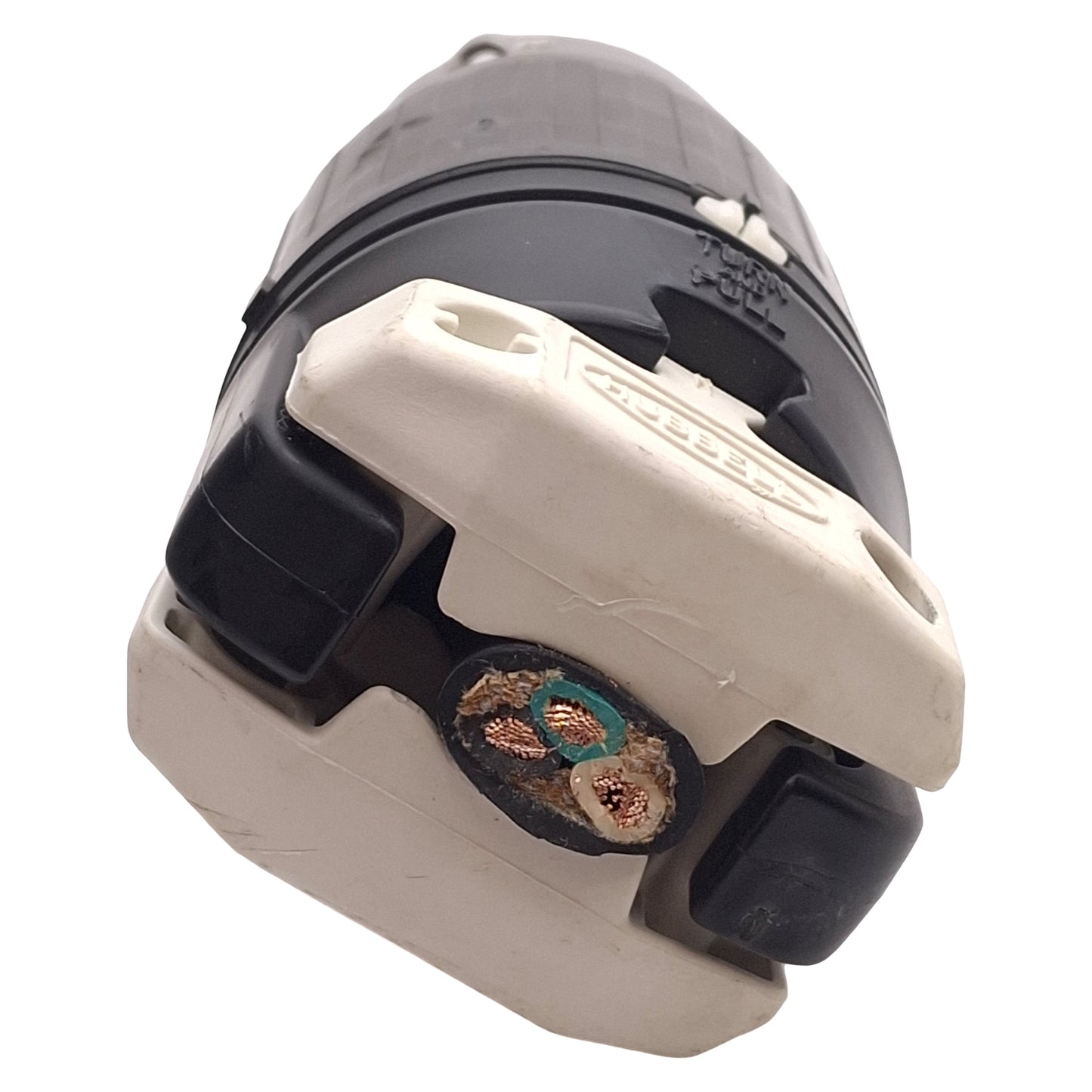 Used Hubbell CS-8265C Twist-Lock Male Plug, 2-Pole 3-Wire Grounding, 50A 250VAC