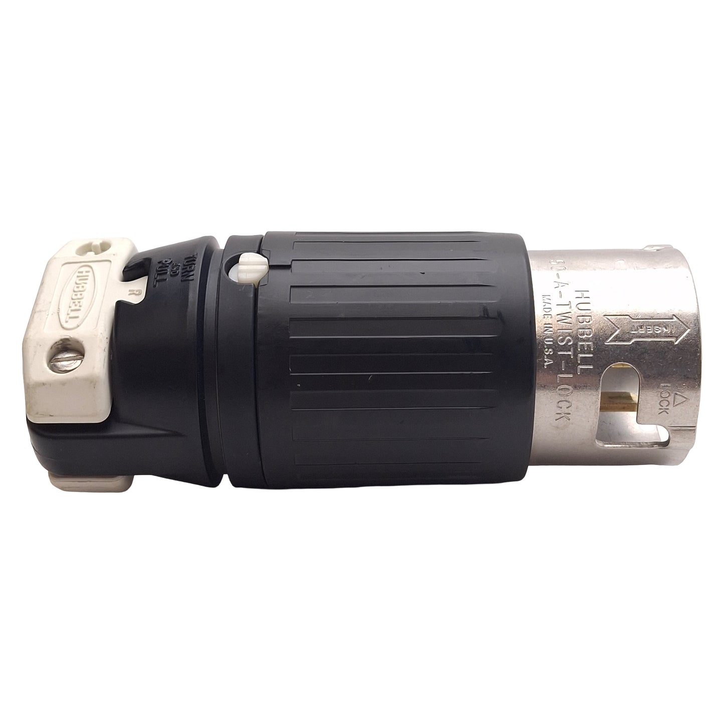 Used Hubbell CS-8265C Twist-Lock Male Plug, 2-Pole 3-Wire Grounding, 50A 250VAC