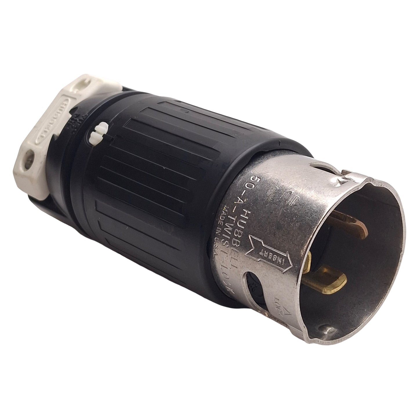 Used Hubbell CS-8265C Twist-Lock Male Plug, 2-Pole 3-Wire Grounding, 50A 250VAC