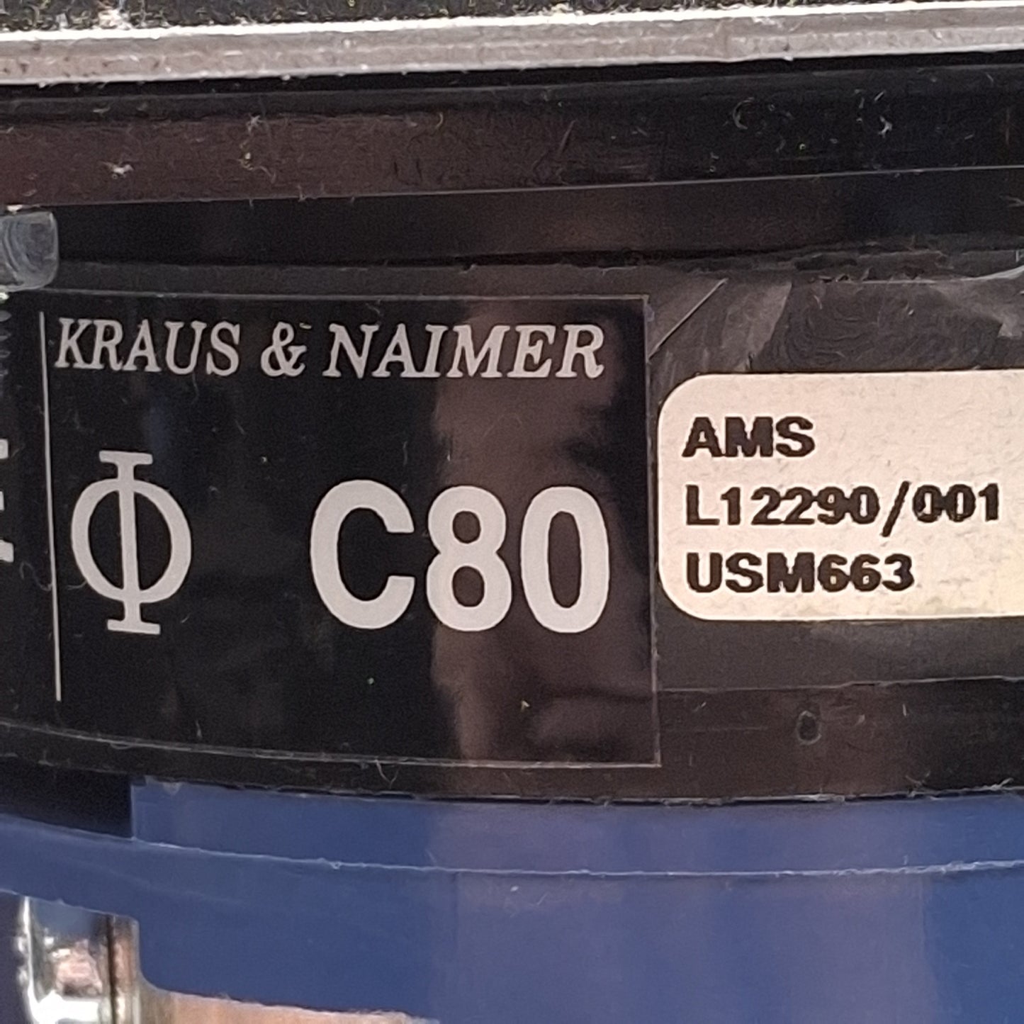Used Kraus & Naimer C80 Rotary Cam Switch, 5 Auxiliary Block, 3-Position, 100A 600VAC