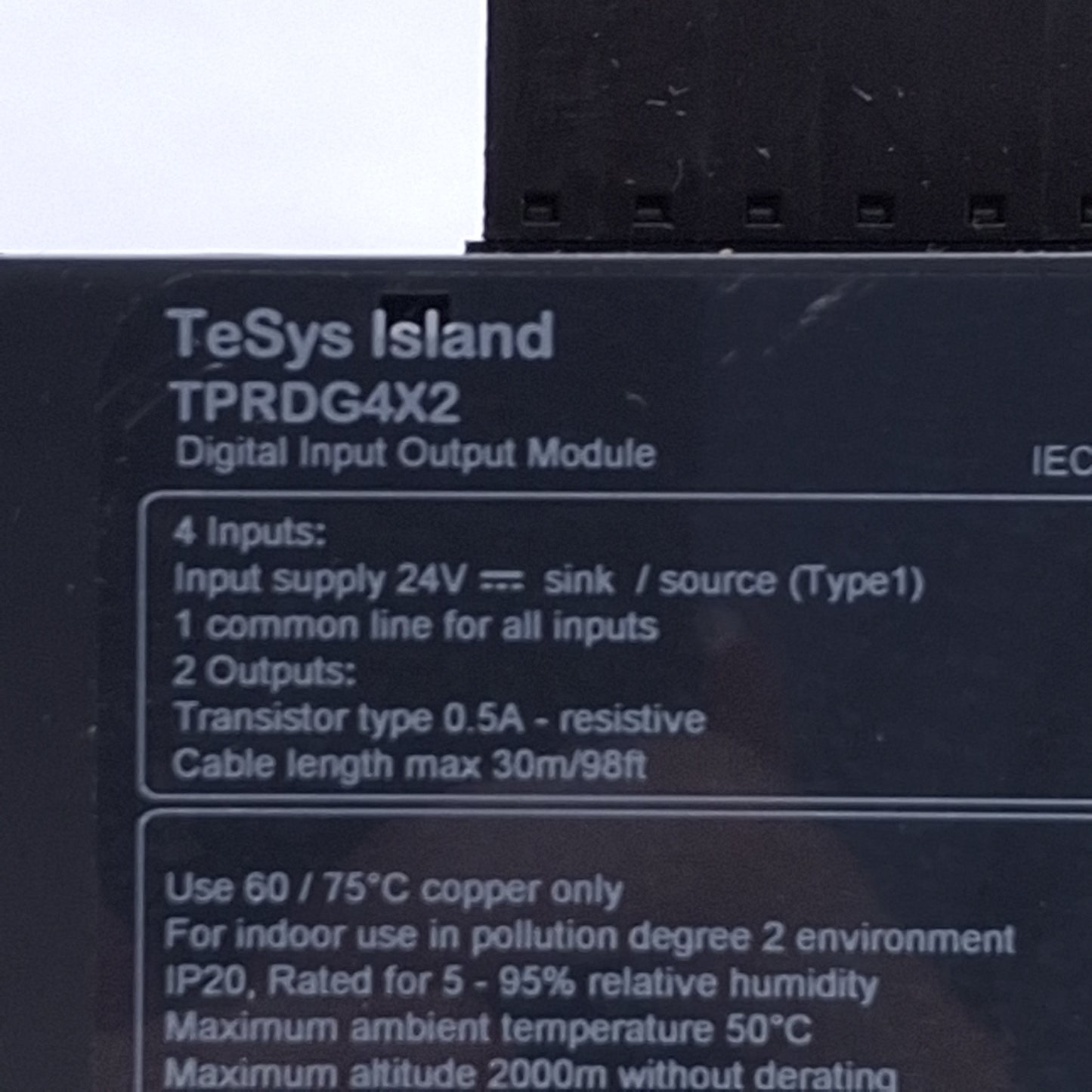 Used Schneider Electric TPRDG4X2 TeSys Digital IO Module 24VDC, 4 Input, 2 Output
