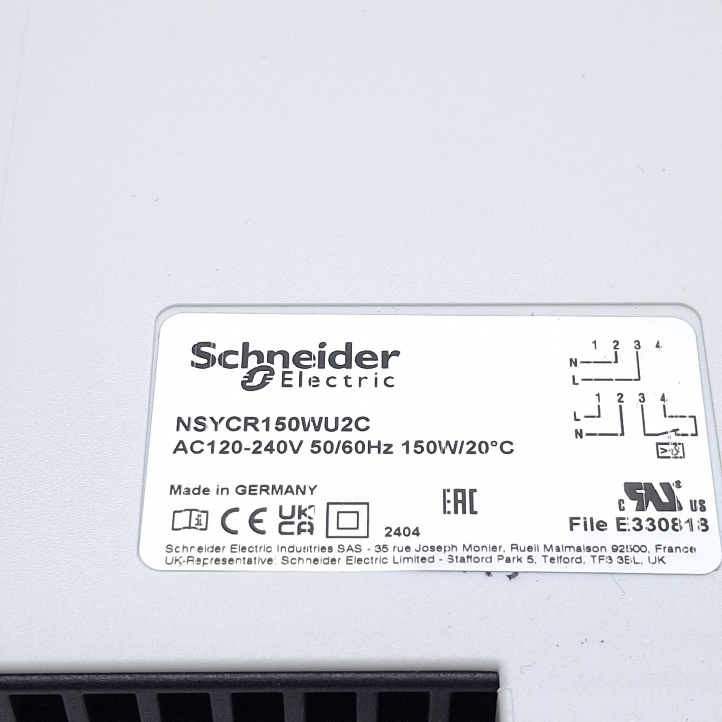 Used Schneider Electric NSYCR150WU2C ClimaSys PTC Heating Resistance, 150W 120-240VAC