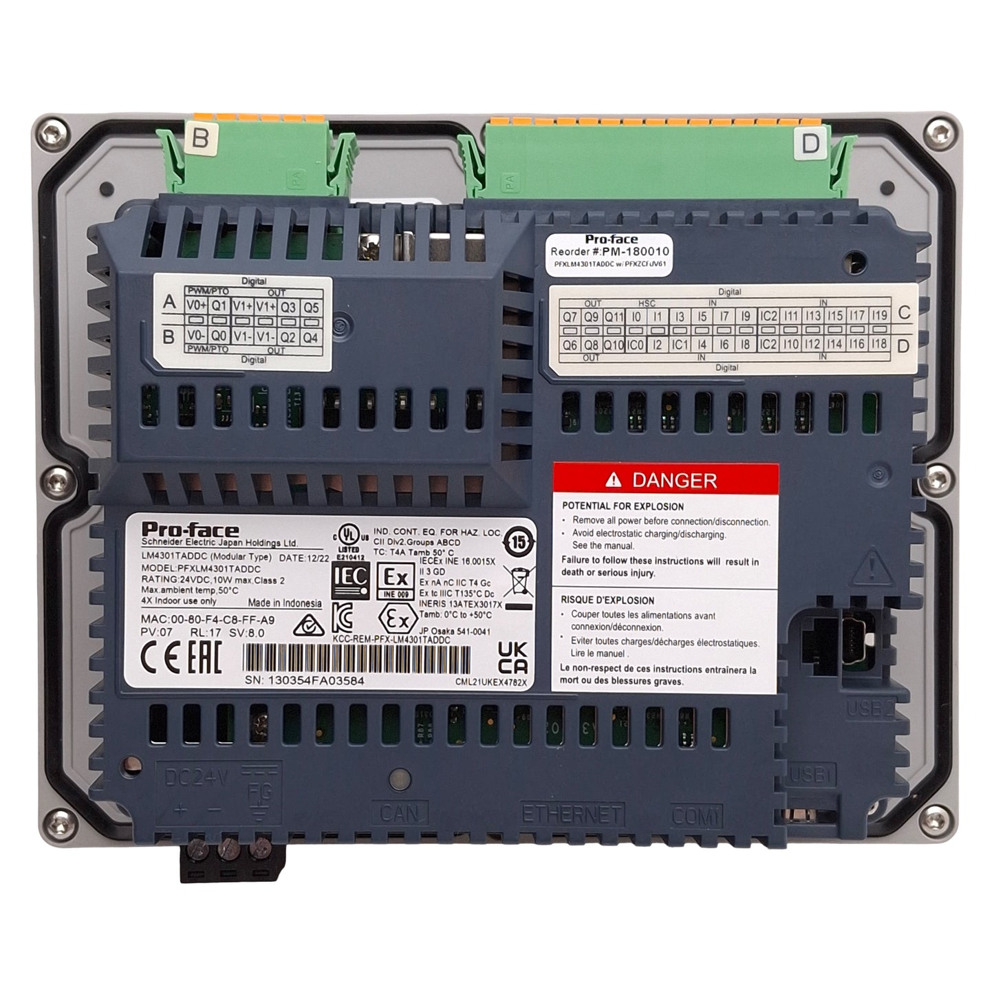 New – Open box Schneider Electric PFXLM4301TADDC Pro-Face LT4000M Touchscreen HMI, 5.7in, 24VDC