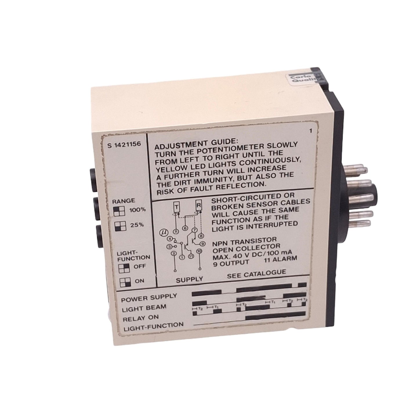 Used CARLO GAVAZZI S1421156024 Infrared Relay, SPDT, 10A Max, NPN Open, 24VAC