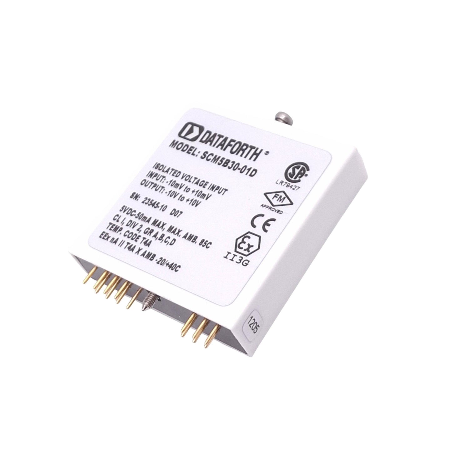 Used Dataforth SCM5B30-01D Isolated Analog Voltage Input Module, +-10mV In, +-10V Out