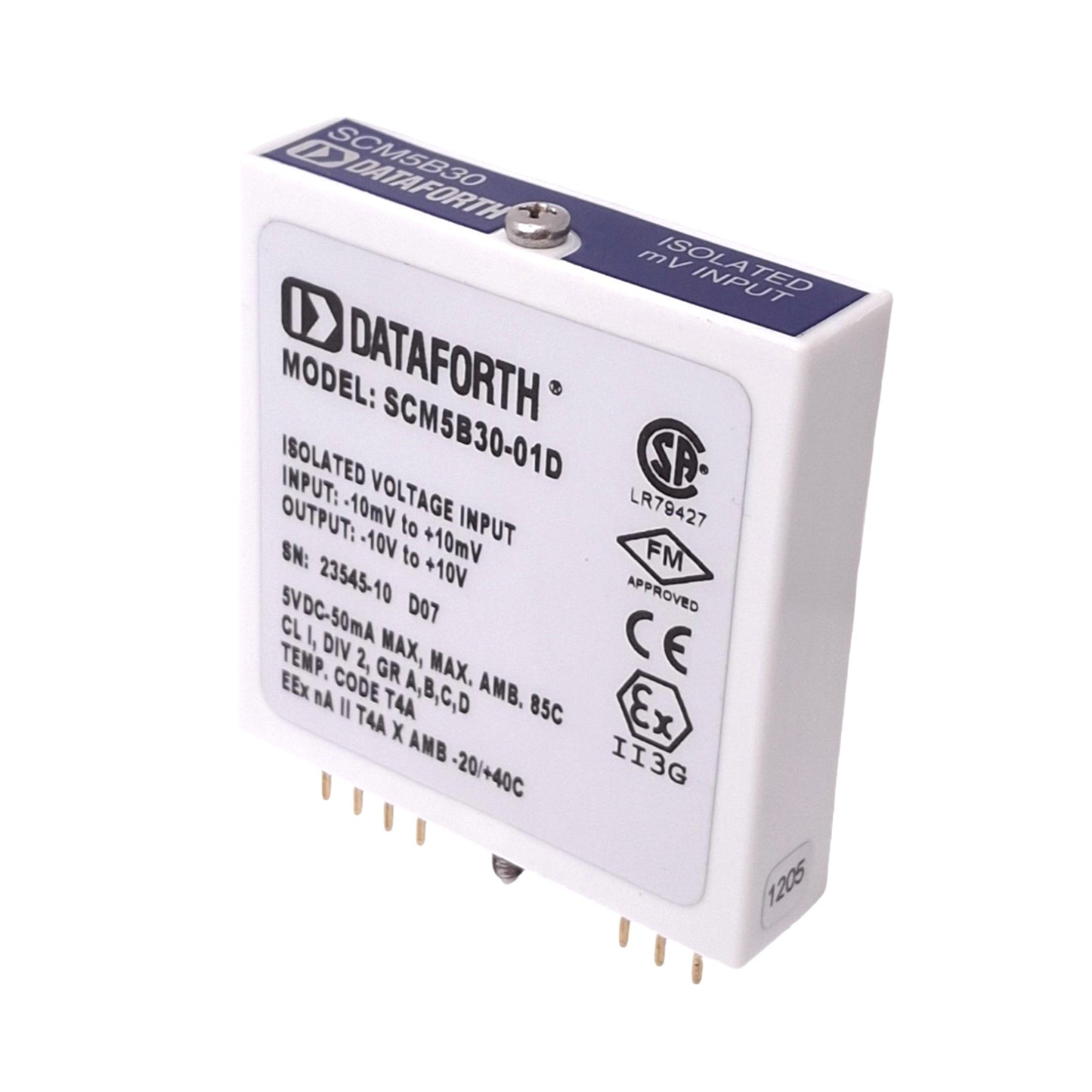 Used Dataforth SCM5B30-01D Isolated Analog Voltage Input Module, +-10mV In, +-10V Out
