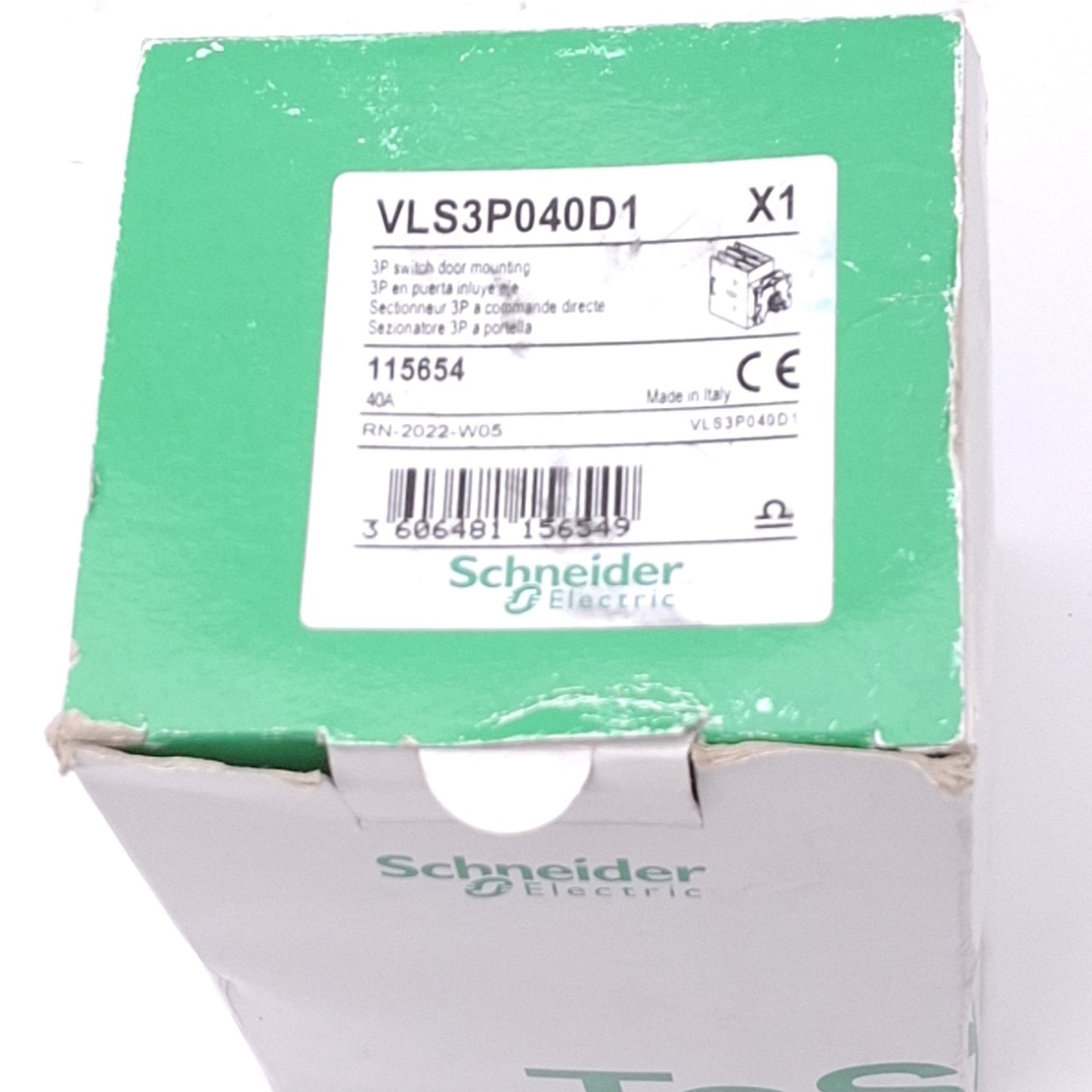 New Schneider Electric VLS3P040D1 TeSys Disconnect Switch, 3-Pole 40A, 20hp 480VAC