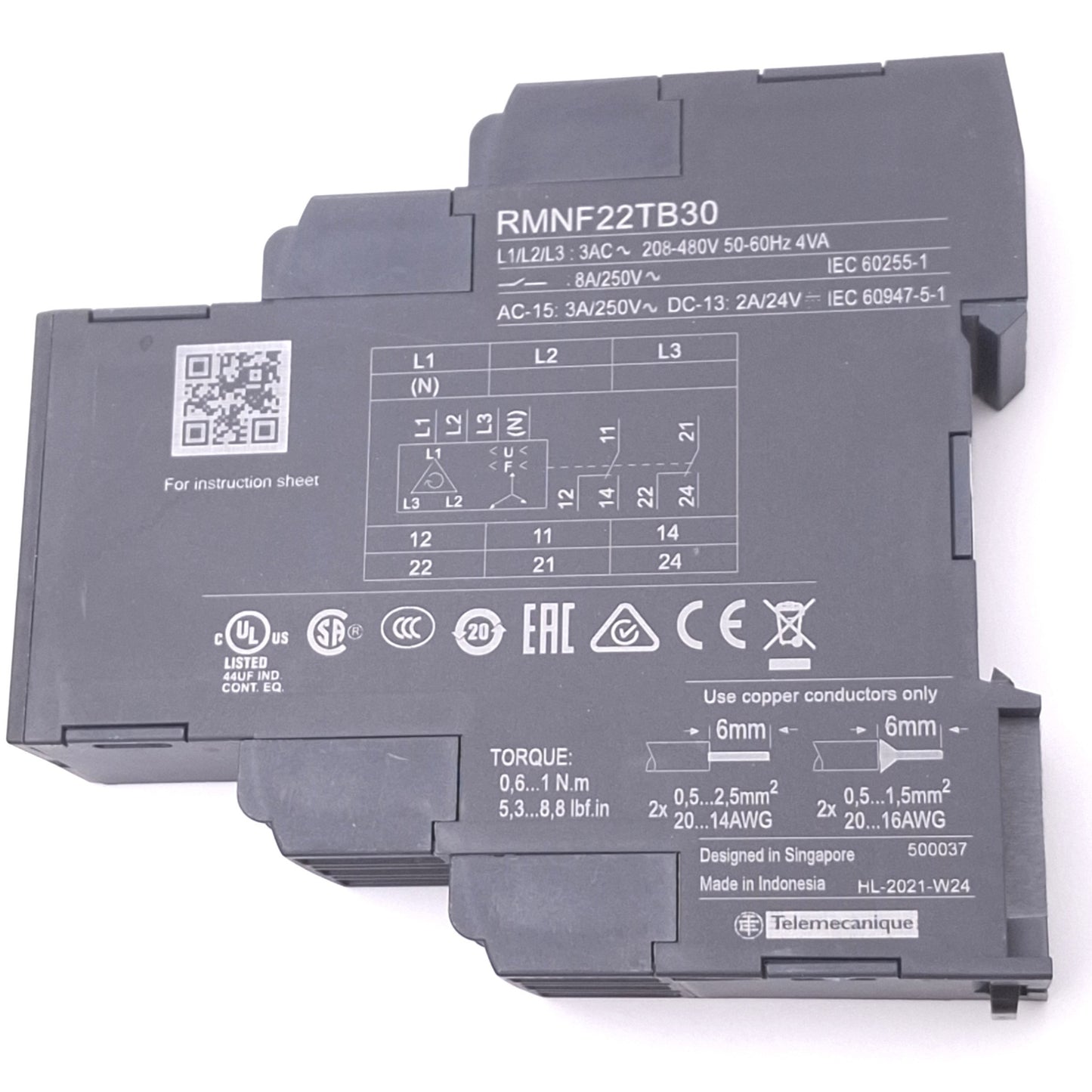 Used Schneider Electric RMNF22TB30 Harmony Control Relay, NFC, 3-Phase, DIN Rail