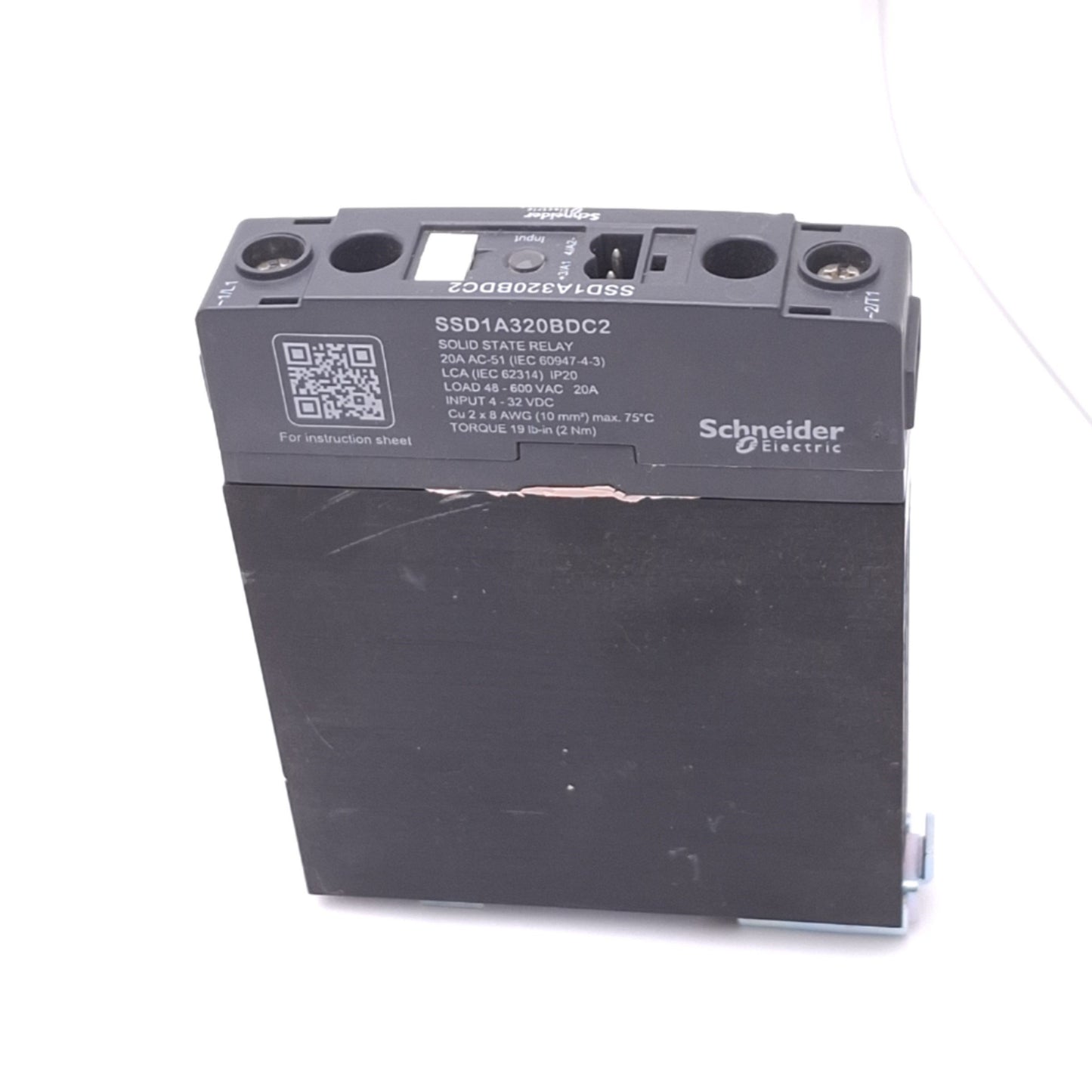 Used Schneider Electric SSD1A320BDC2 Solid State Relay, SPST-NO, 4-32VDC In, 20A Max
