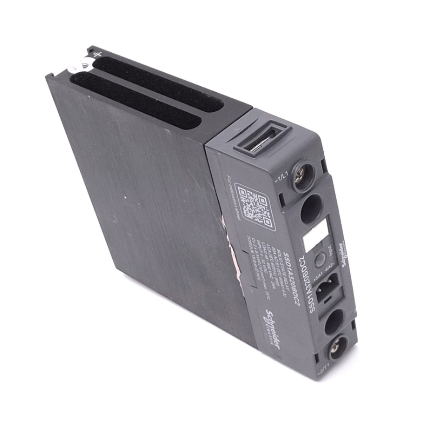 Used Schneider Electric SSD1A320BDC2 Solid State Relay, SPST-NO, 4-32VDC In, 20A Max