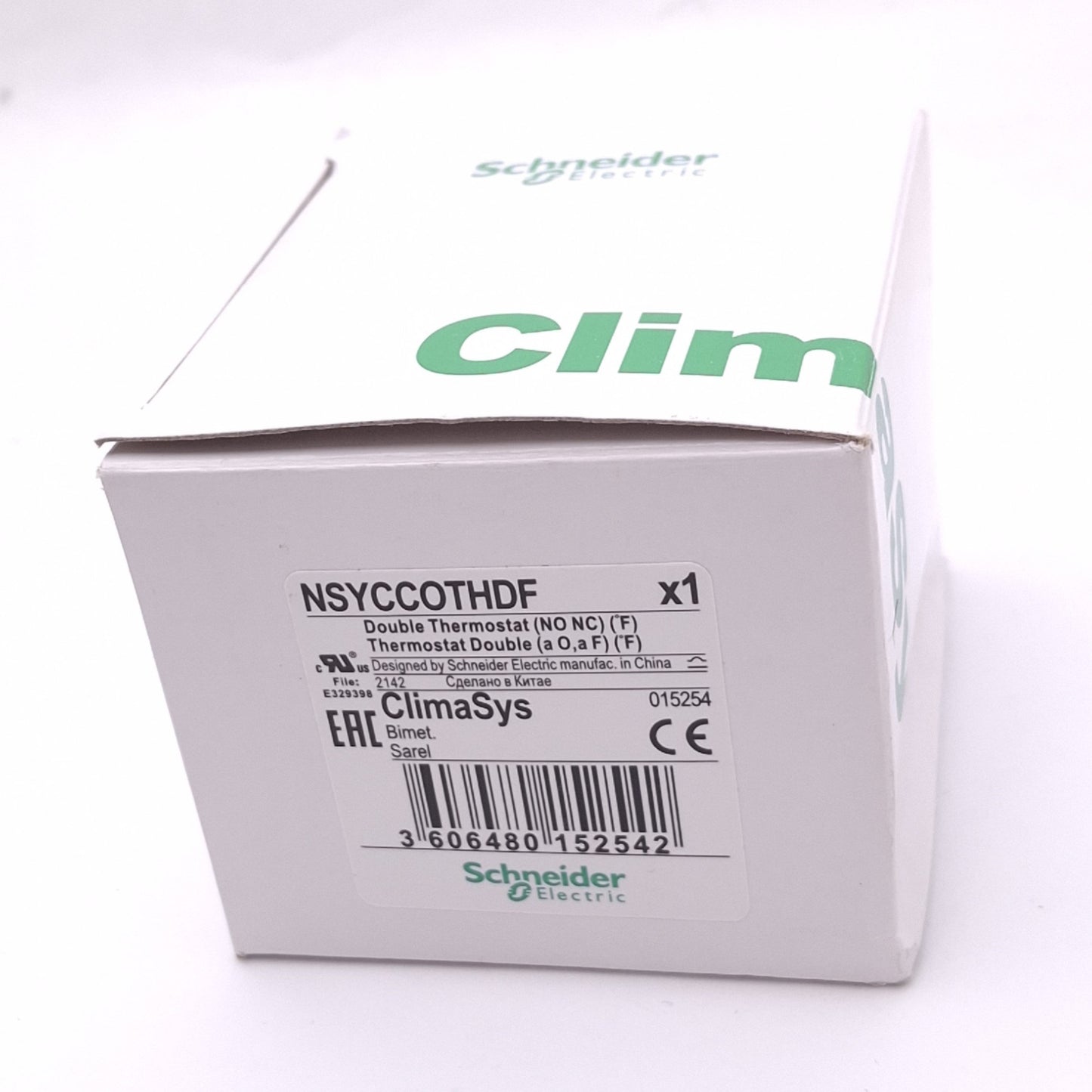New Schneider Electric NSYCCOTHDF ClimaSys CC Double Thermostat, 1NO 1NC, 250VAC