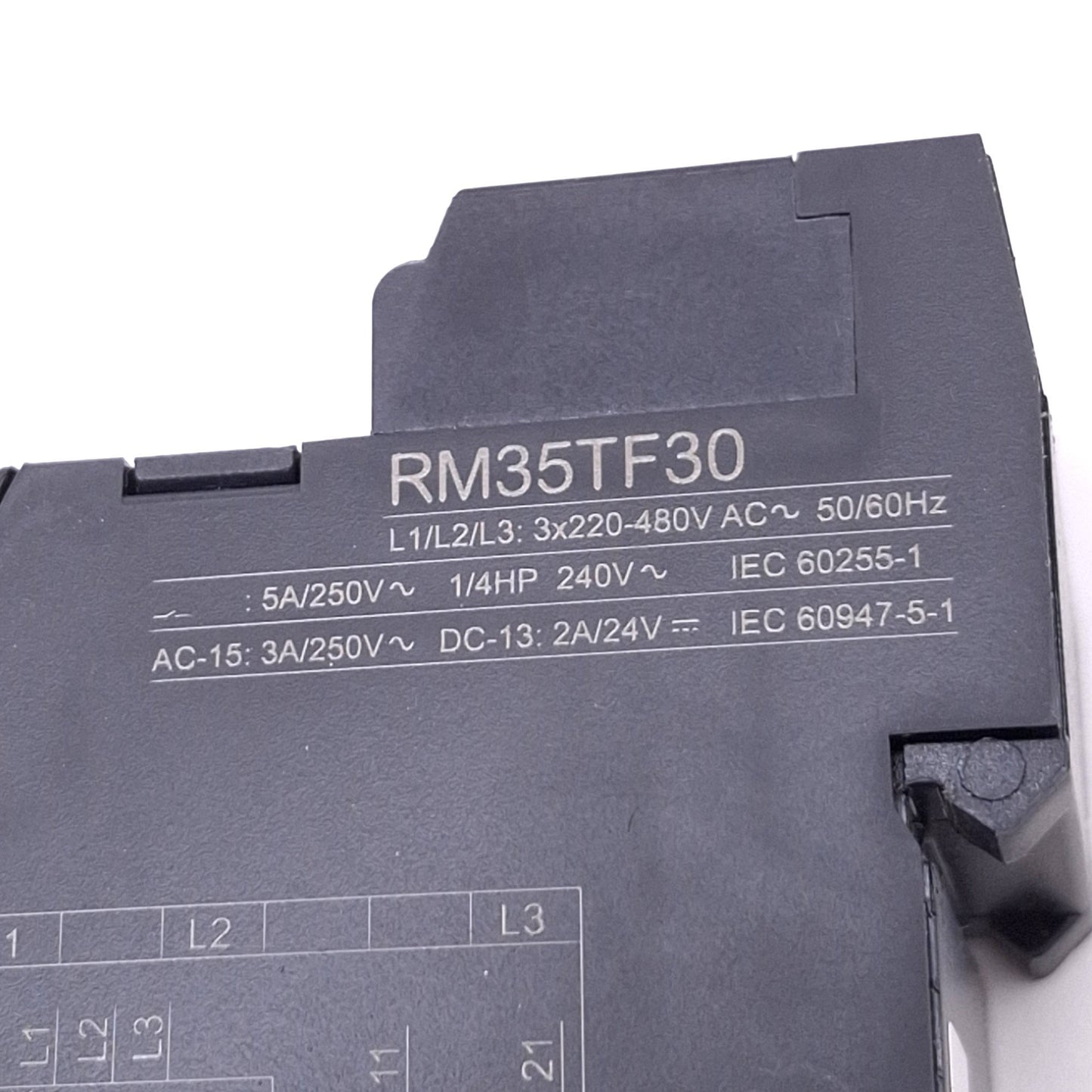 Used Schneider Electric RM35TF30 Monitoring Relay, 220-480VAC, DPDT 5A Max, DIN Rail