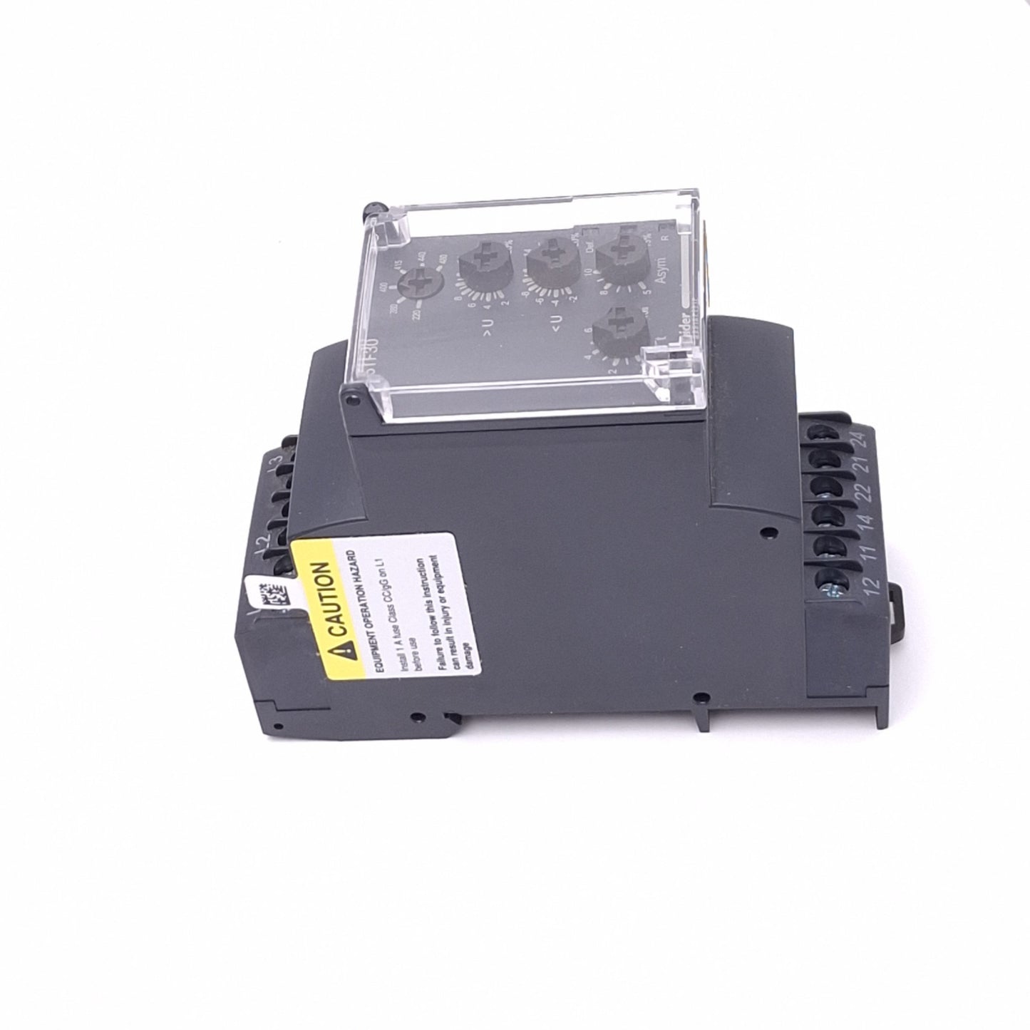 Used Schneider Electric RM35TF30 Monitoring Relay, 220-480VAC, DPDT 5A Max, DIN Rail