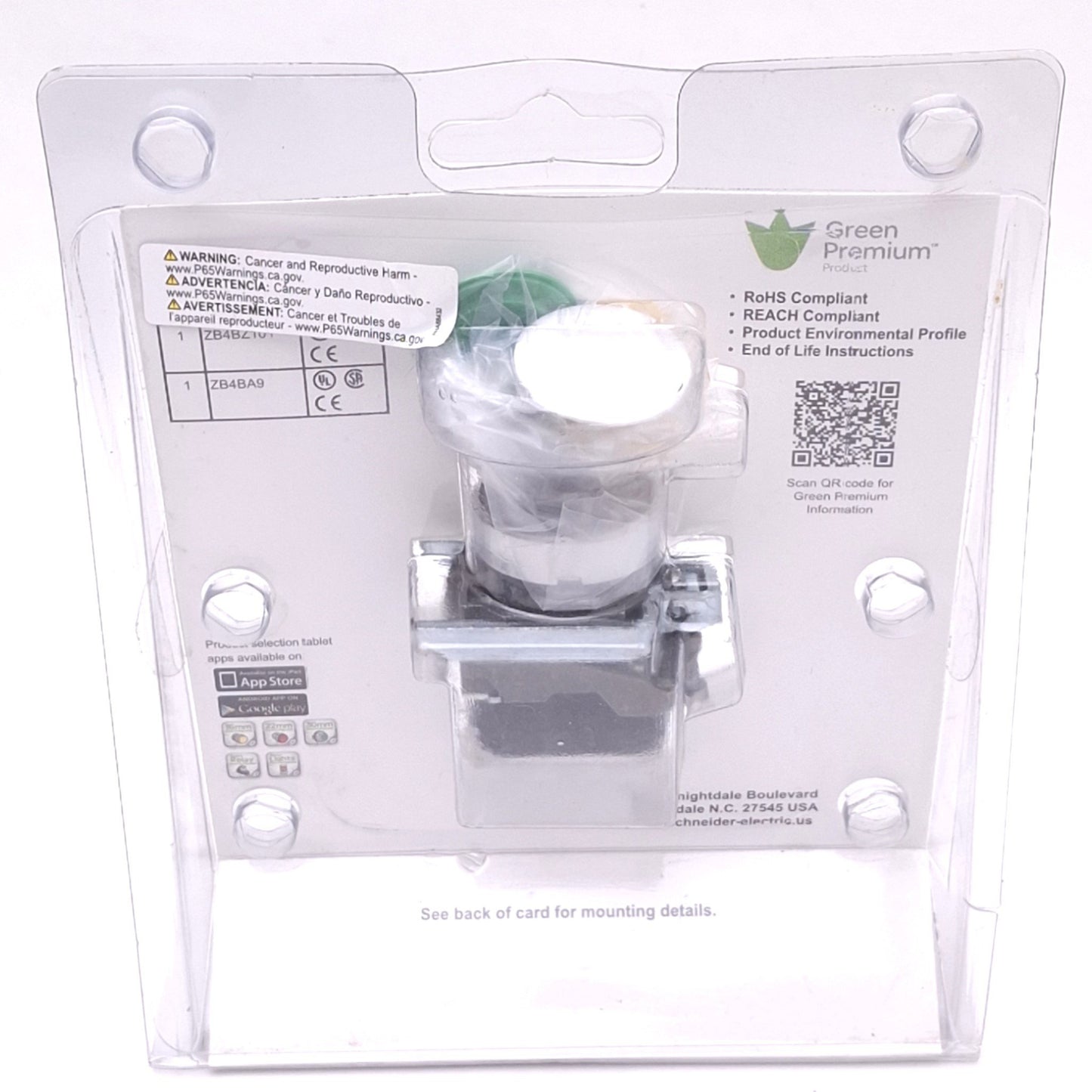New Schneider Electric XB4AB1 Harmony Pushbutton Kit, 22mm, 1NO, 240V 3A Max