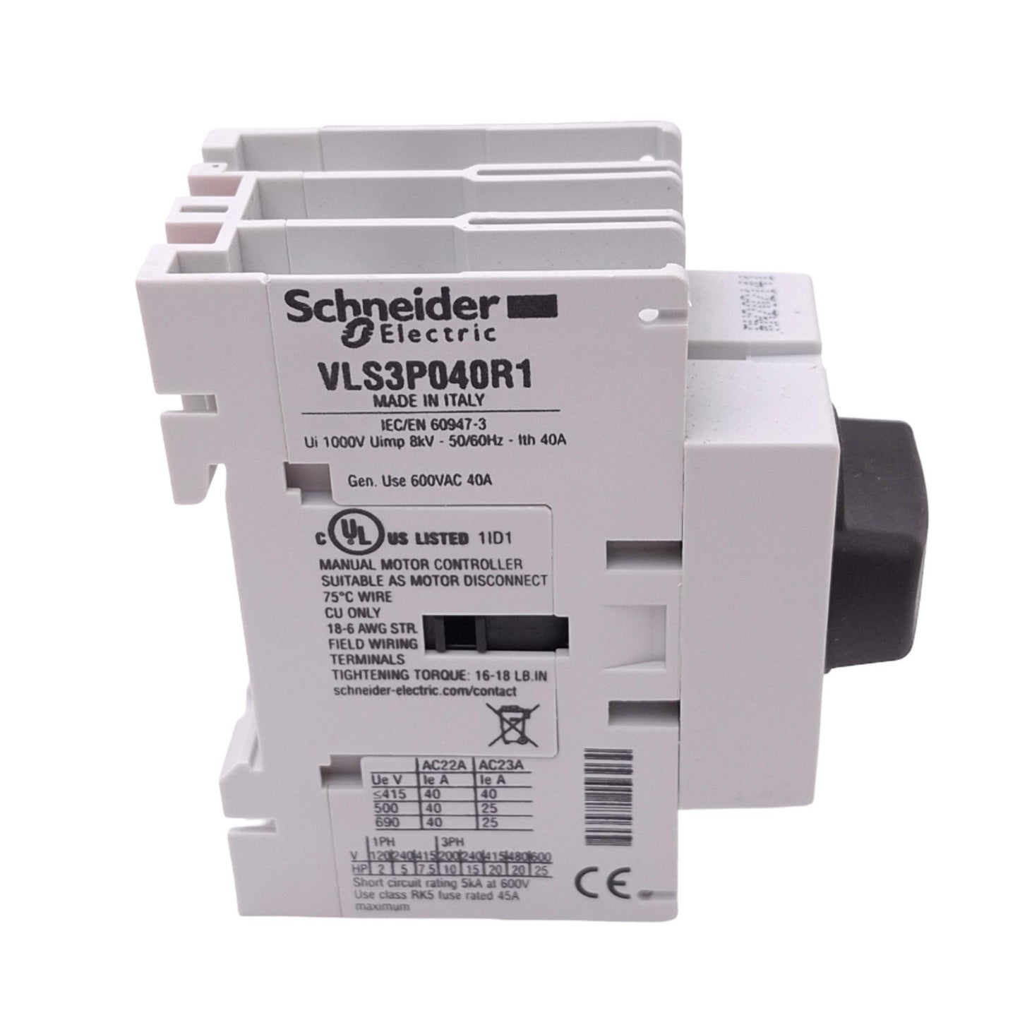 New Schneider Electric VLS3P040R1 TeSys Disconnect Switch, 3-Pole 40A, 25hp 600V