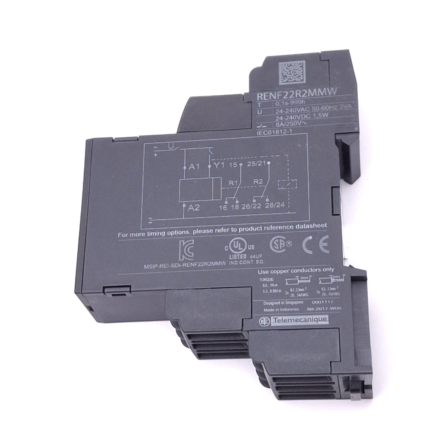 Used Schneider Electric RENF22R2MMW Harmony Timer Relay, NFC, 0.1s-999h, DIN Rail