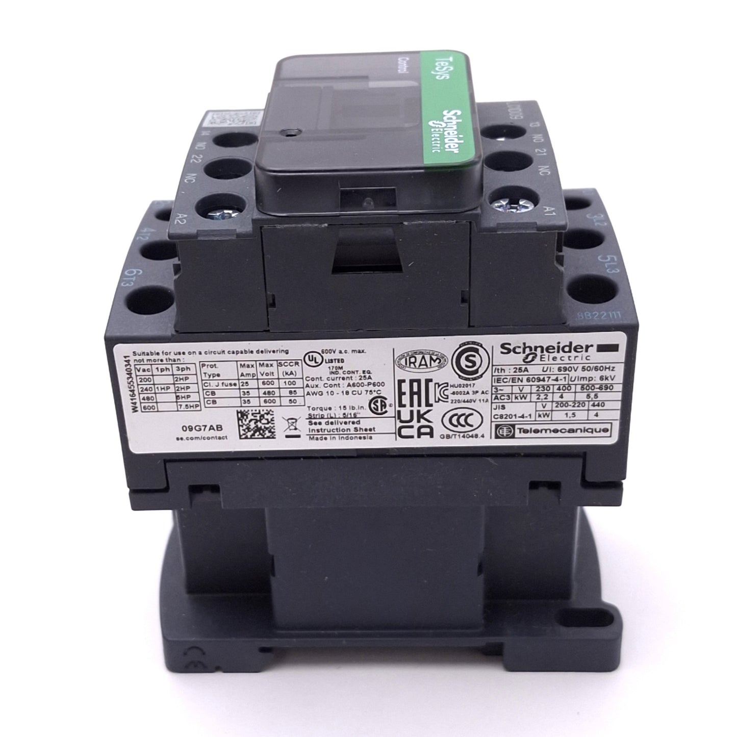 New Schneider Electric LC1D09G7 TeSys Contactor, 3-Pole, 9A Max, 120VAC Coil