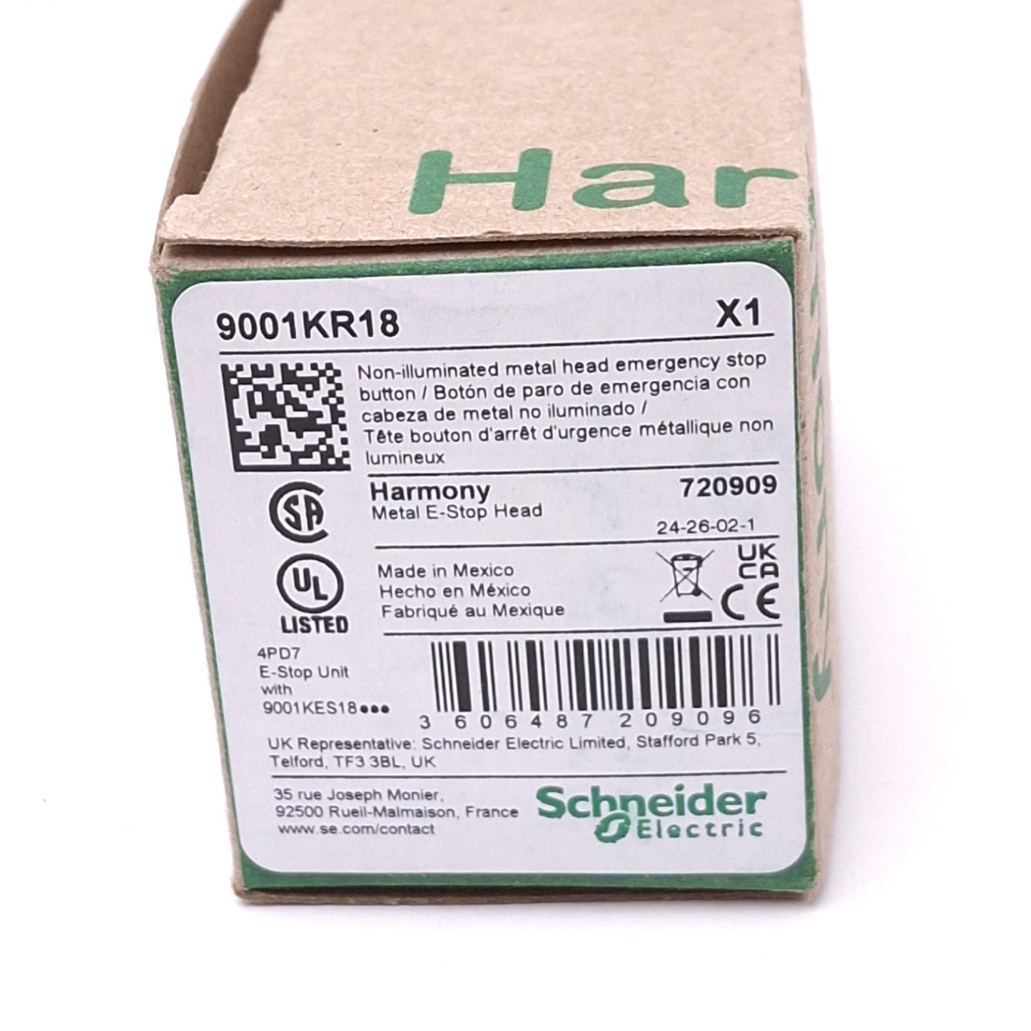 New Schneider Electric 9001KR18 Red E-Stop Mushroom Head for 30mm Push/Twist Switch