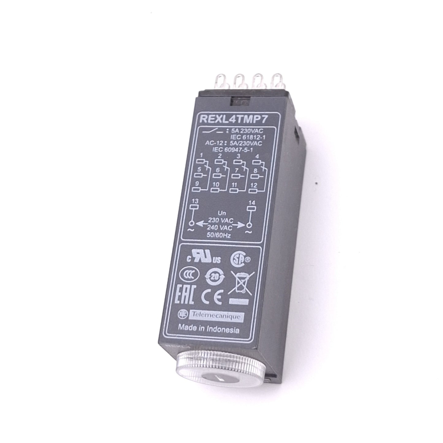 New – Open box Schneider Electric REXL4TMP7 Zelio Time Delay Relay, 4PDT 0.1s-100h, 230VAC Coil