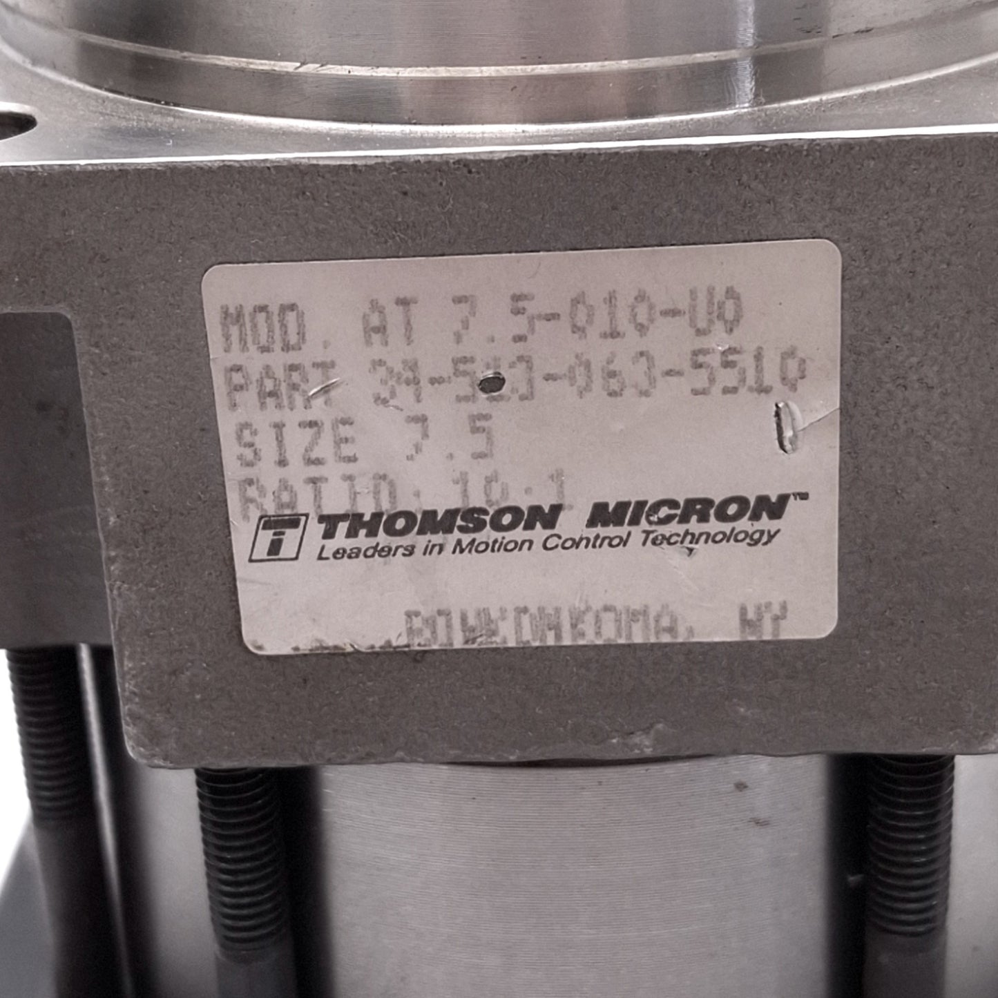 Used Thomson Micron 7.5-010-U0 AccuTrue Planetary Gearhead, 10:1 Ratio, 22mm Shaft