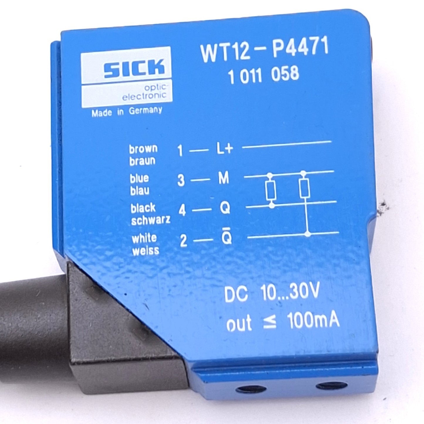 Used Sick WT12-P4471 Photoelectric Sensor, 100mm Range, 10-30VDC, PNP Out, M12 4-Pin