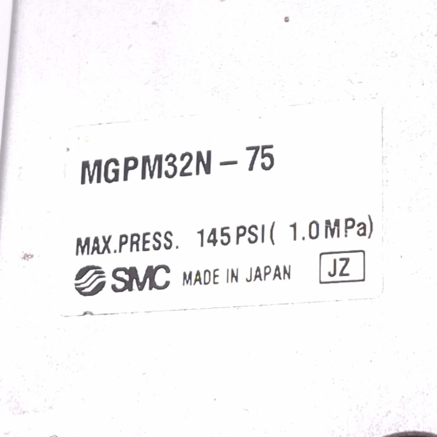 Used SMC MGPM32N-75 Guided Cylinder, 32mm Bore, 75mm Stroke, 1/8 NPT, 145psi Max