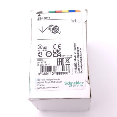 New Schneider Electric ZB4BD3 Selector Switch Head, 3-Position Maintained, 22mm
