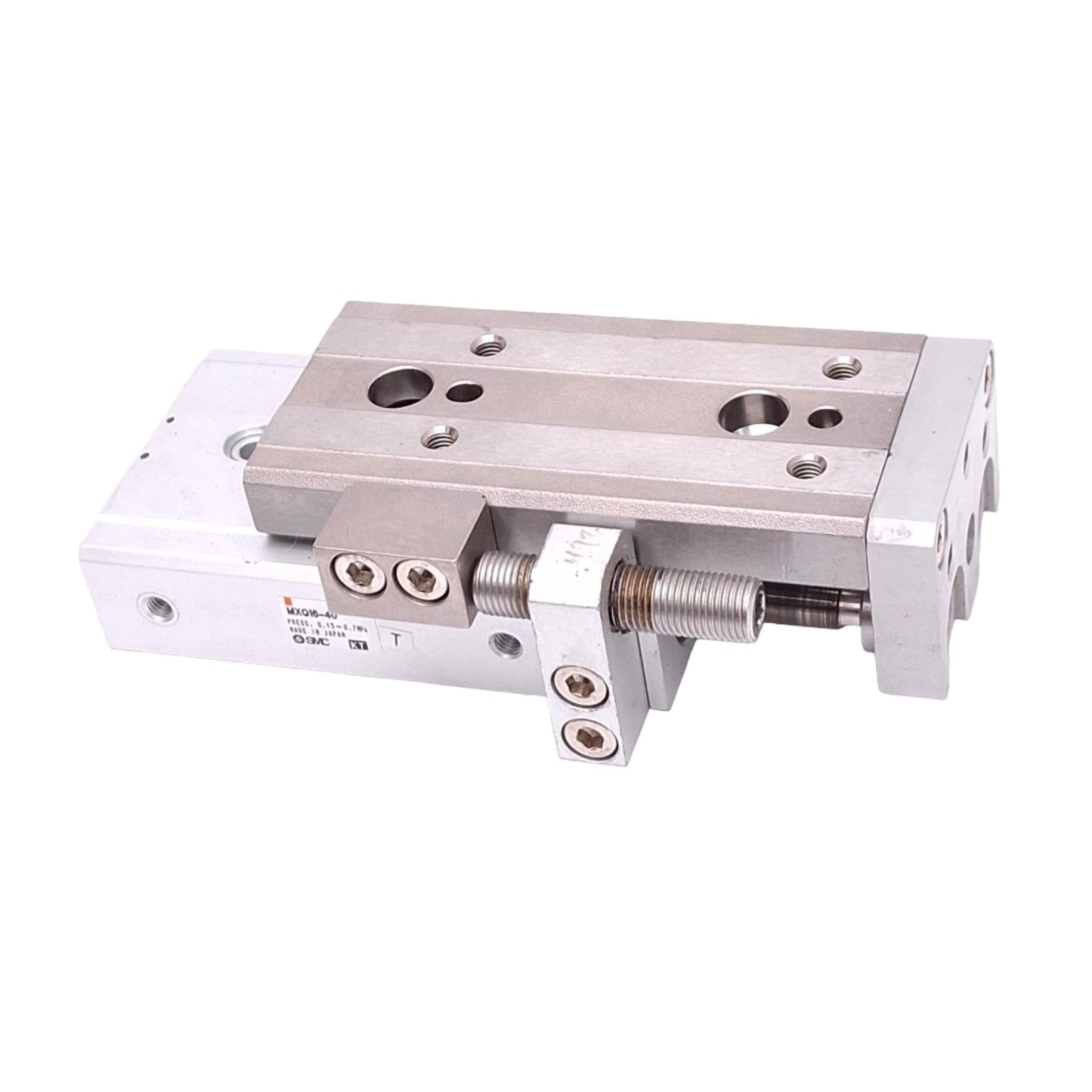 Used SMC MXQ16-40 Pneumatic Slide Table, 16mm Bore, 40mm Stroke, 0.15-0.7MPa, M5