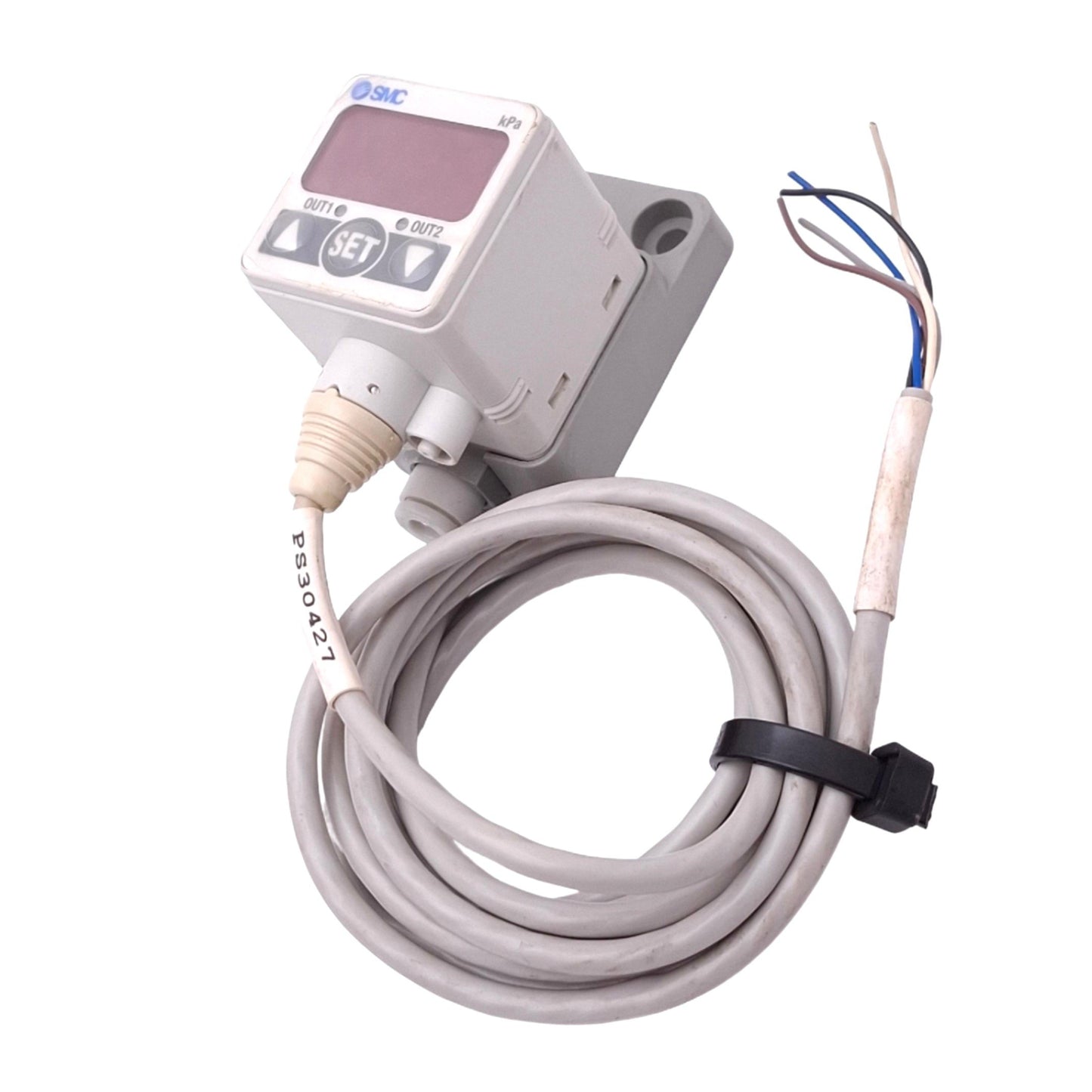 Used SMC ZSE40-C4-22L Digital Vacuum Pressure Switch, -101.3~10.0kPa, 24VDC, NPN Out