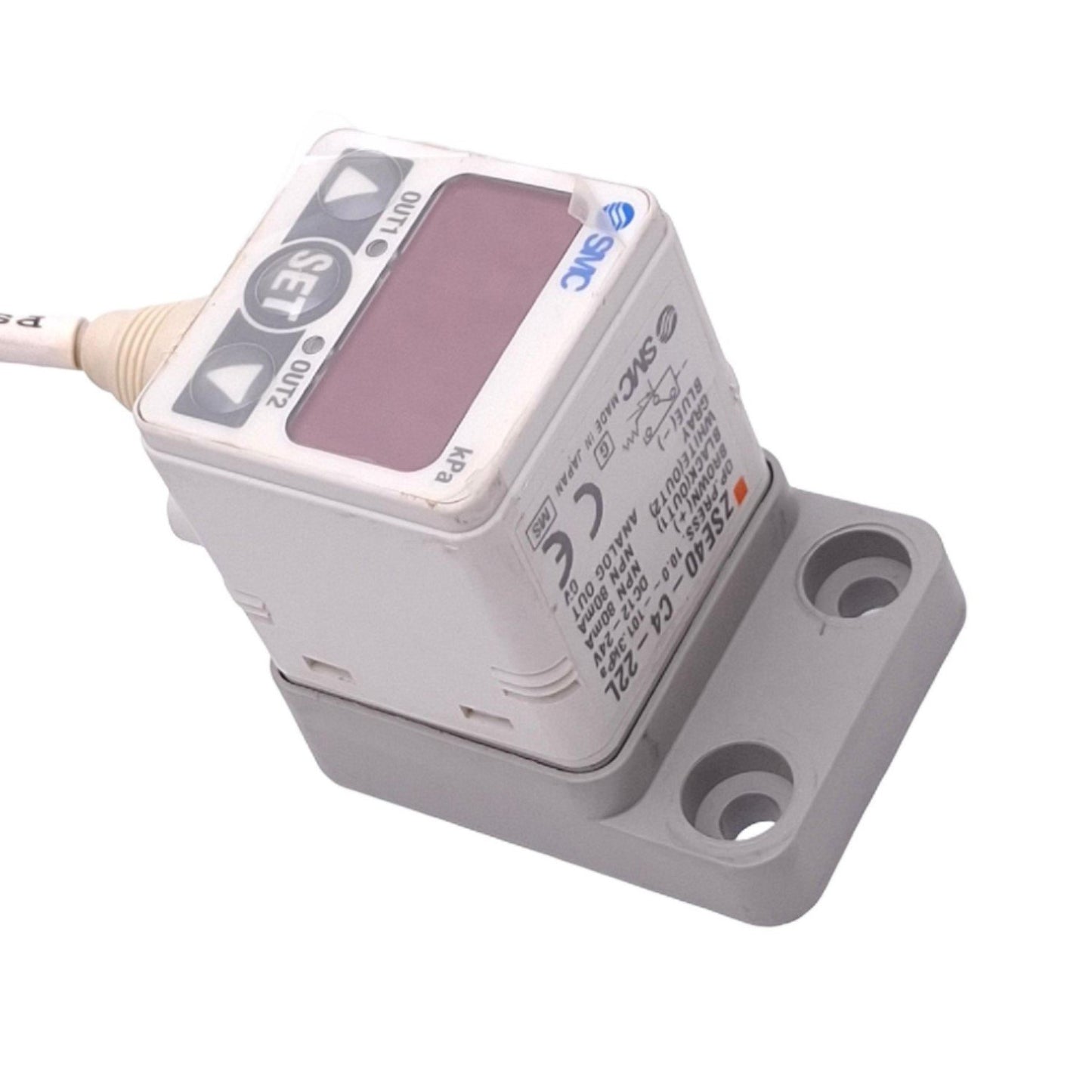 Used SMC ZSE40-C4-22L Digital Vacuum Pressure Switch, -101.3~10.0kPa, 24VDC, NPN Out