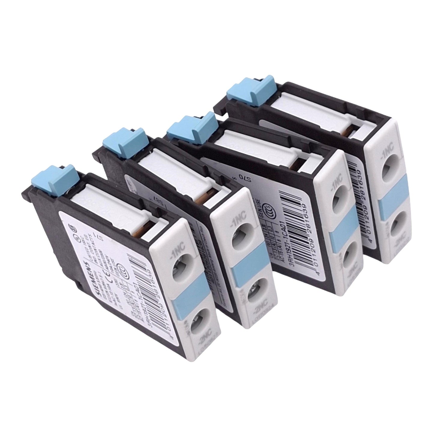 Used Lot of 4 Siemens 3RH1921-1CD01 Auxiliary Contact Blocks, 1NC, 690VAC 10A Max