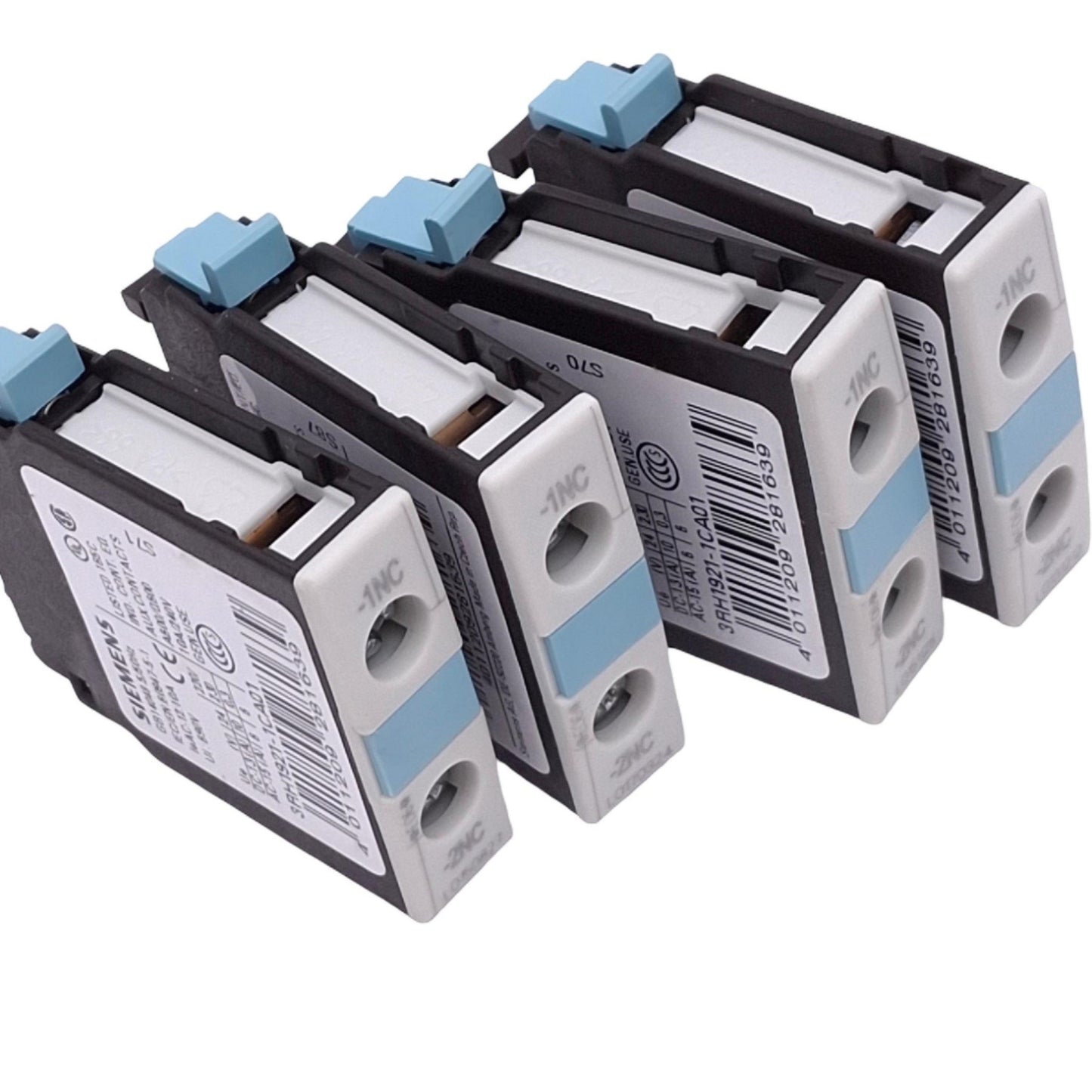 Used Lot of 4 Siemens 3RH1921-1CD01 Auxiliary Contact Blocks, 1NC, 690VAC 10A Max